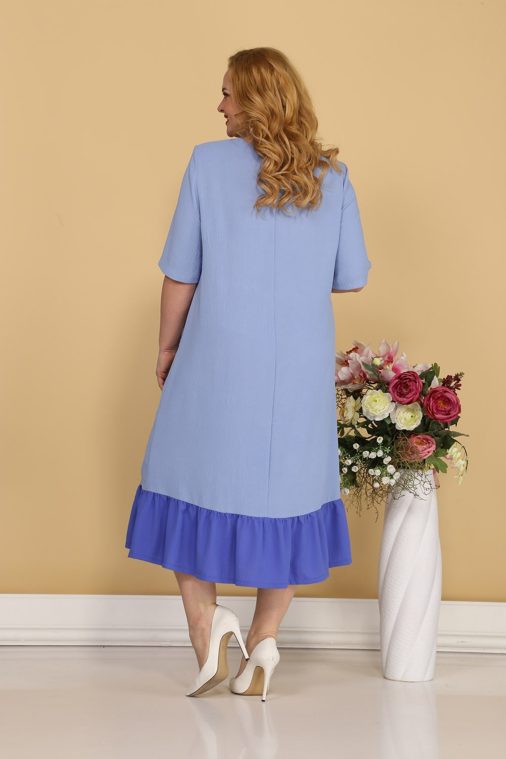 Платье AiraStyle 898 ромашка синяя