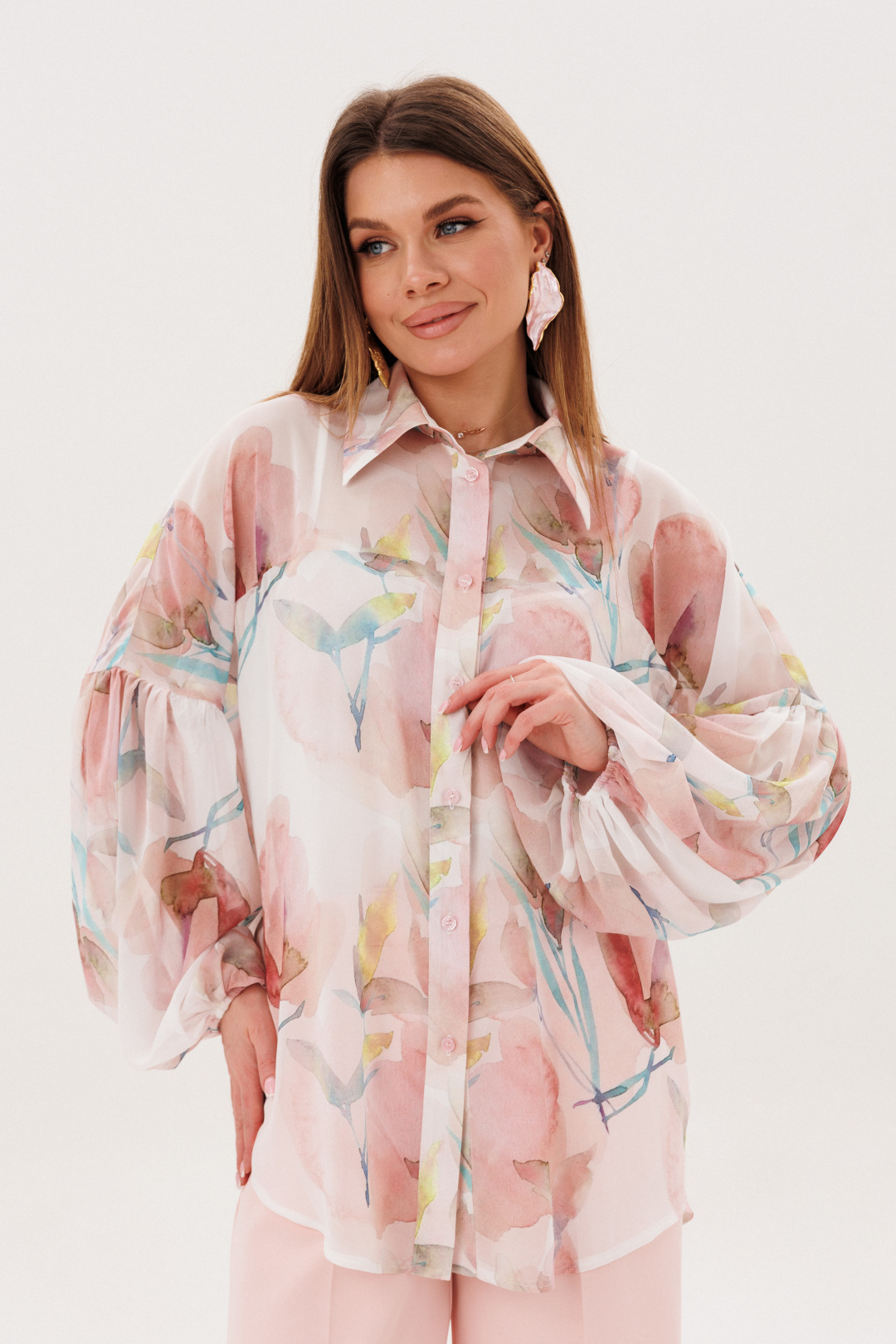 Блузка Ambera style 1142 акварель цветы