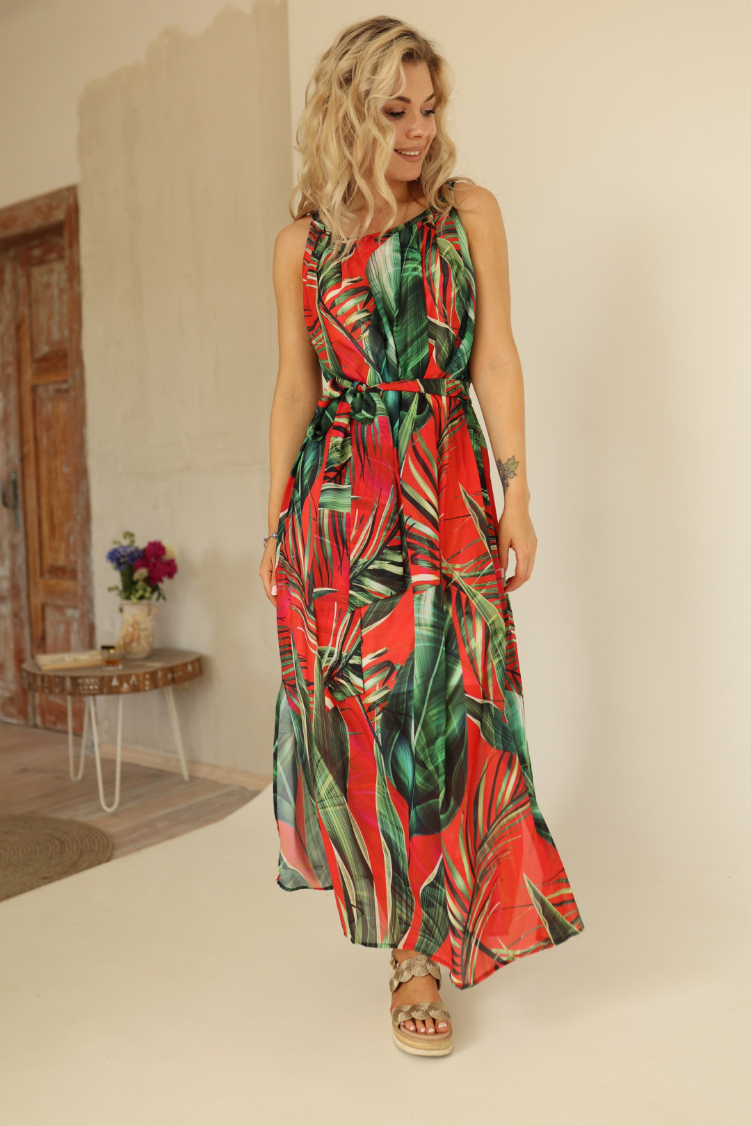 Платье Amori 9578 красно-зеленое