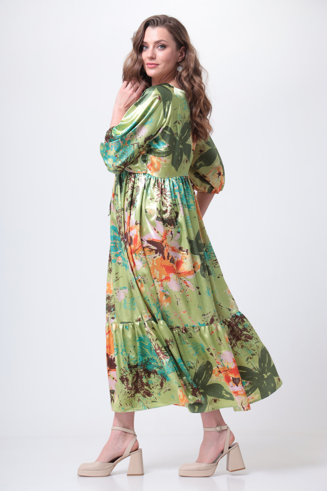 Платье ANASTASIA MAK 1029 оливка мультиколор