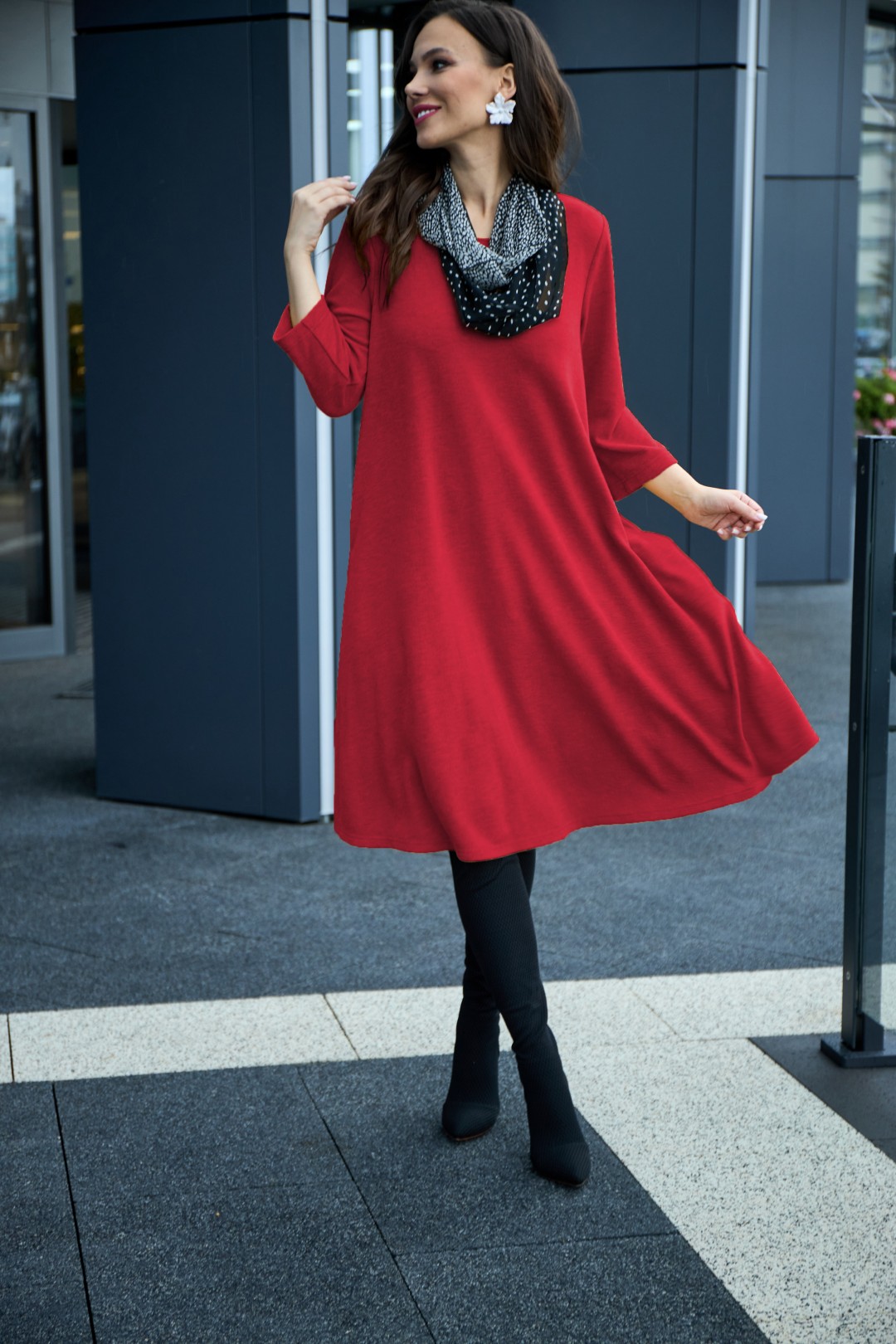 Платье Anastasia 495 красный + шарфик