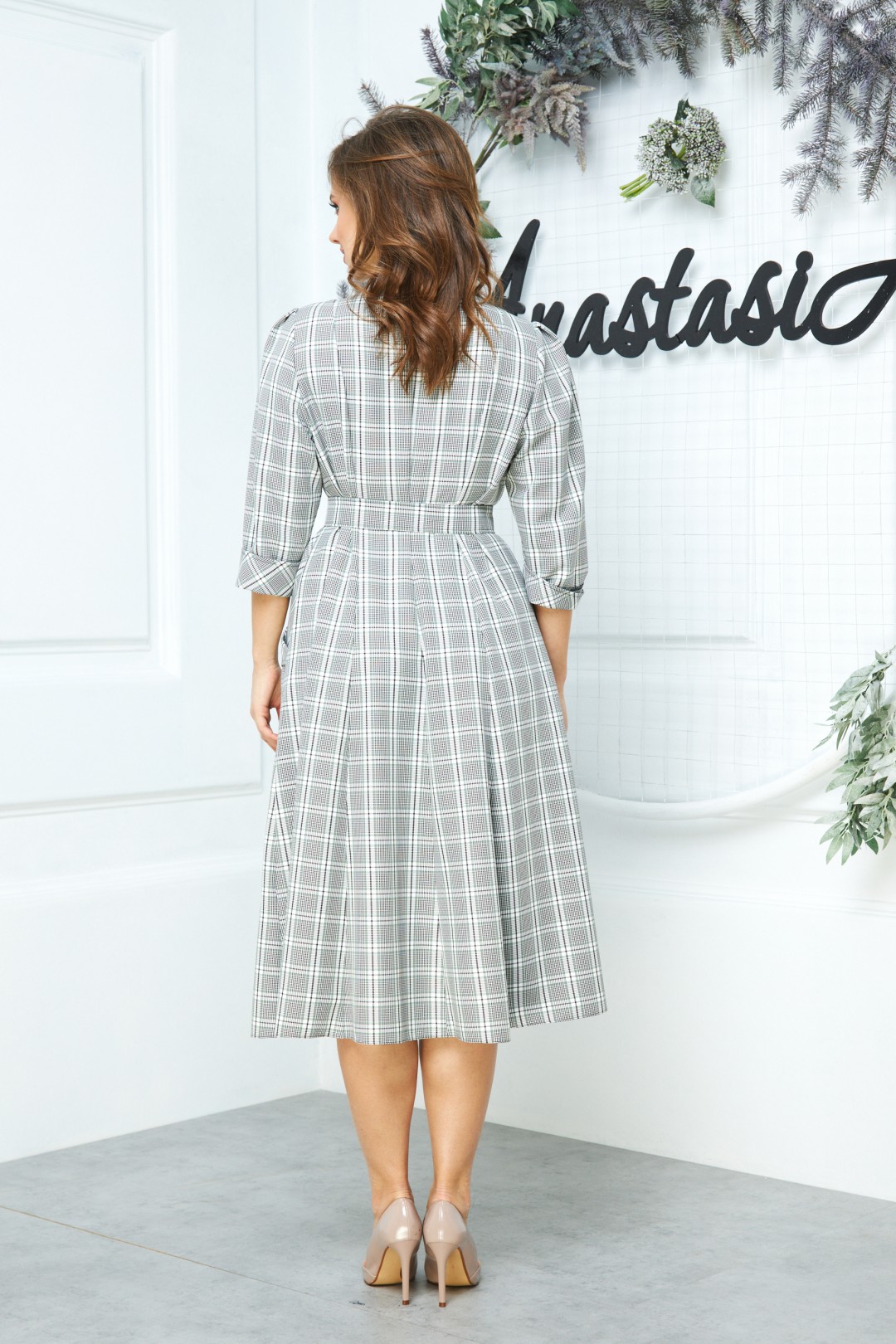 Платье Anastasia 527 серо-оливковый
