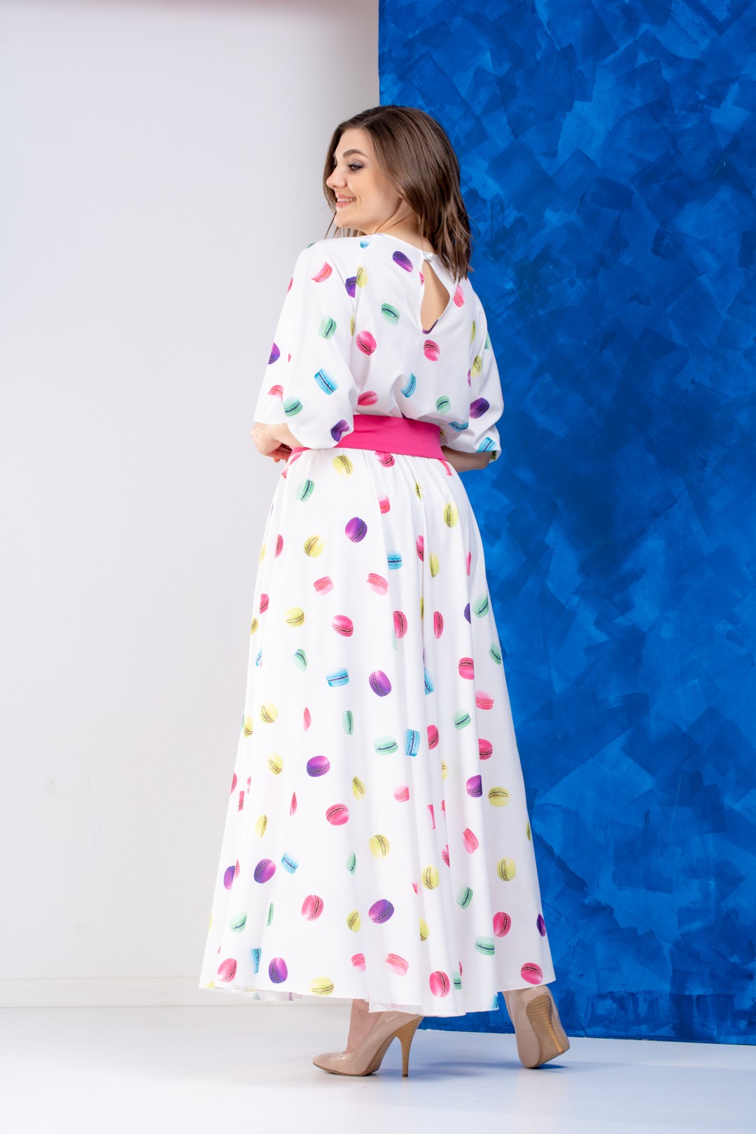 Платье Anastasia 627А розовый пояс