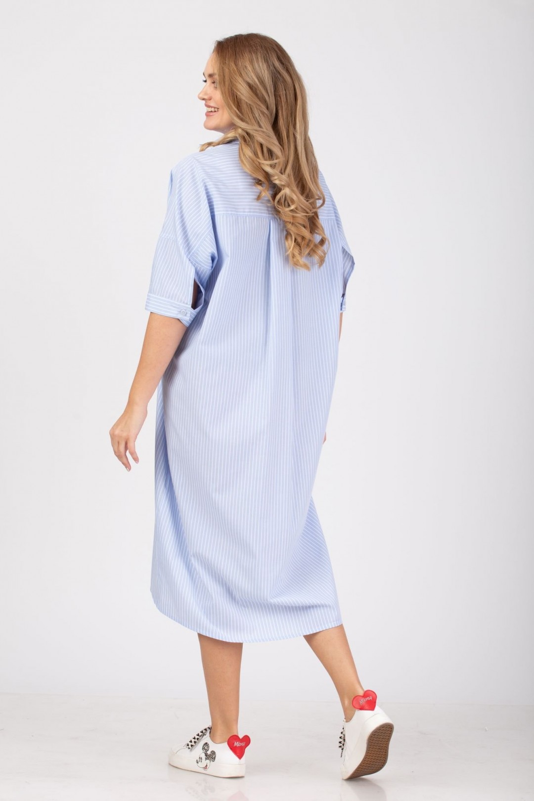 Платье  Anelli 722 голубая широкая полоска
