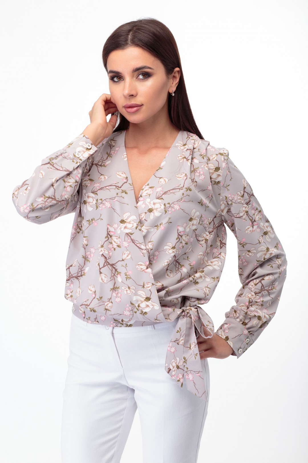 Блуза Anelli 829 серые тона с цветами
