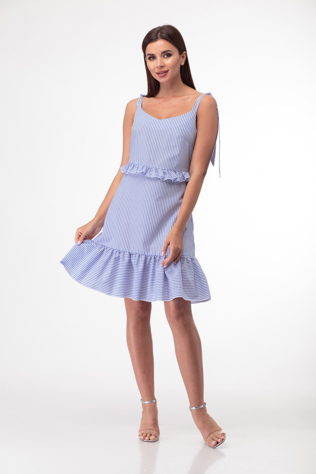 Платье Anelli 851 голубые тона в полоску