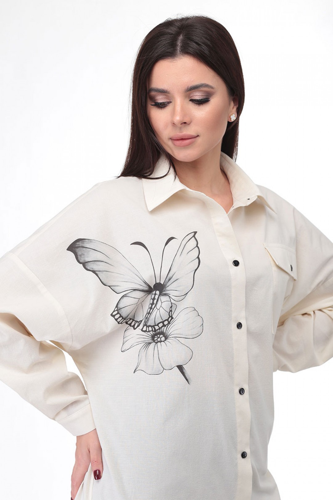 Блузка Angelina & Company 475 белый + печать
