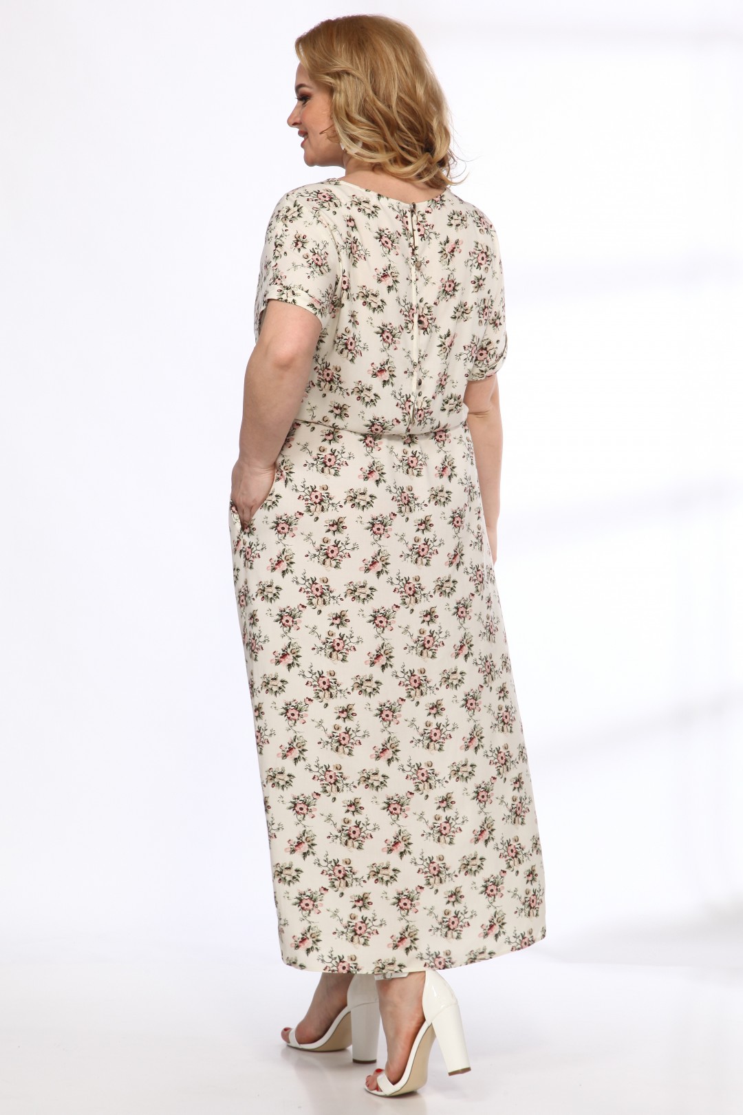 Платье Angelina & Company 542б цветы на бежевом