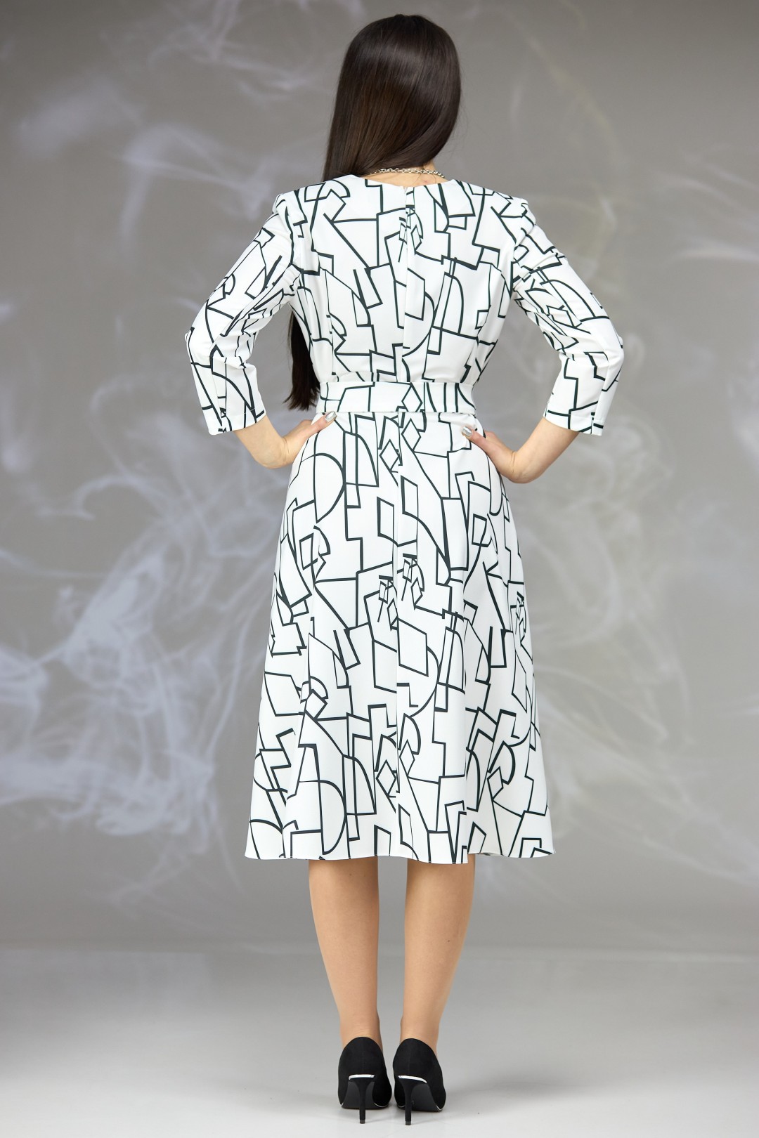 Платье Angelina & Company 621 белый+черный принт