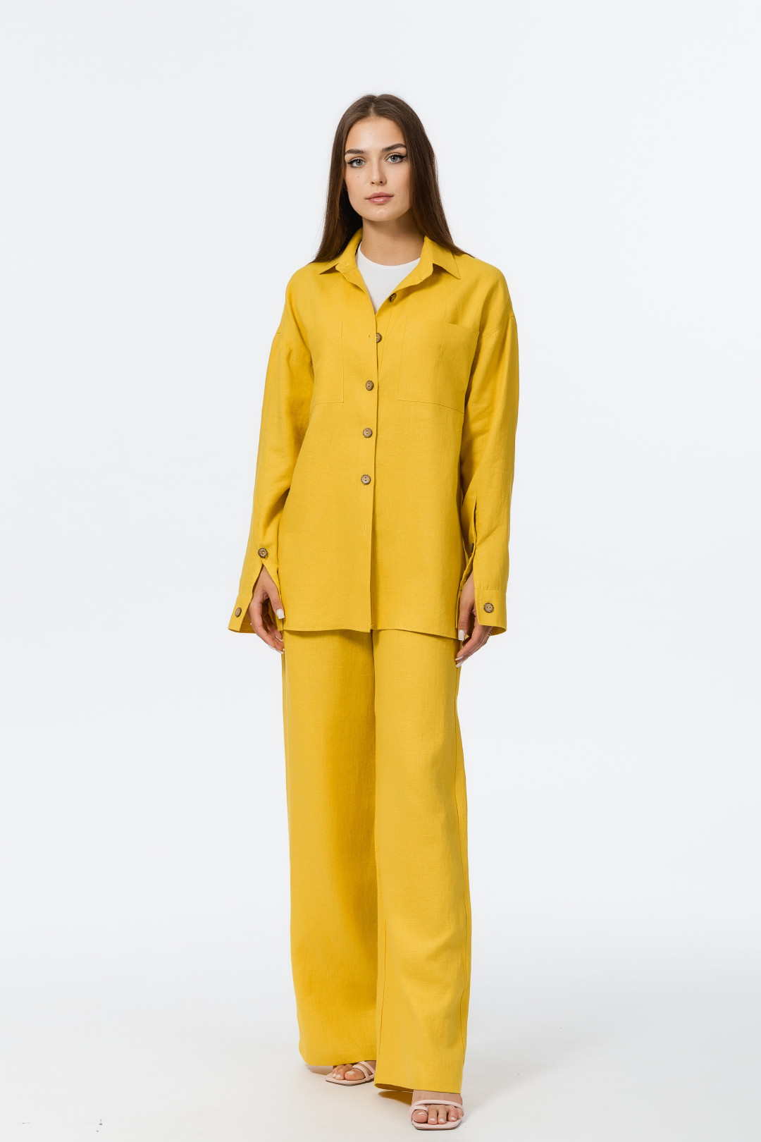 Рубашка ATELERO 1057 желто-горчичный