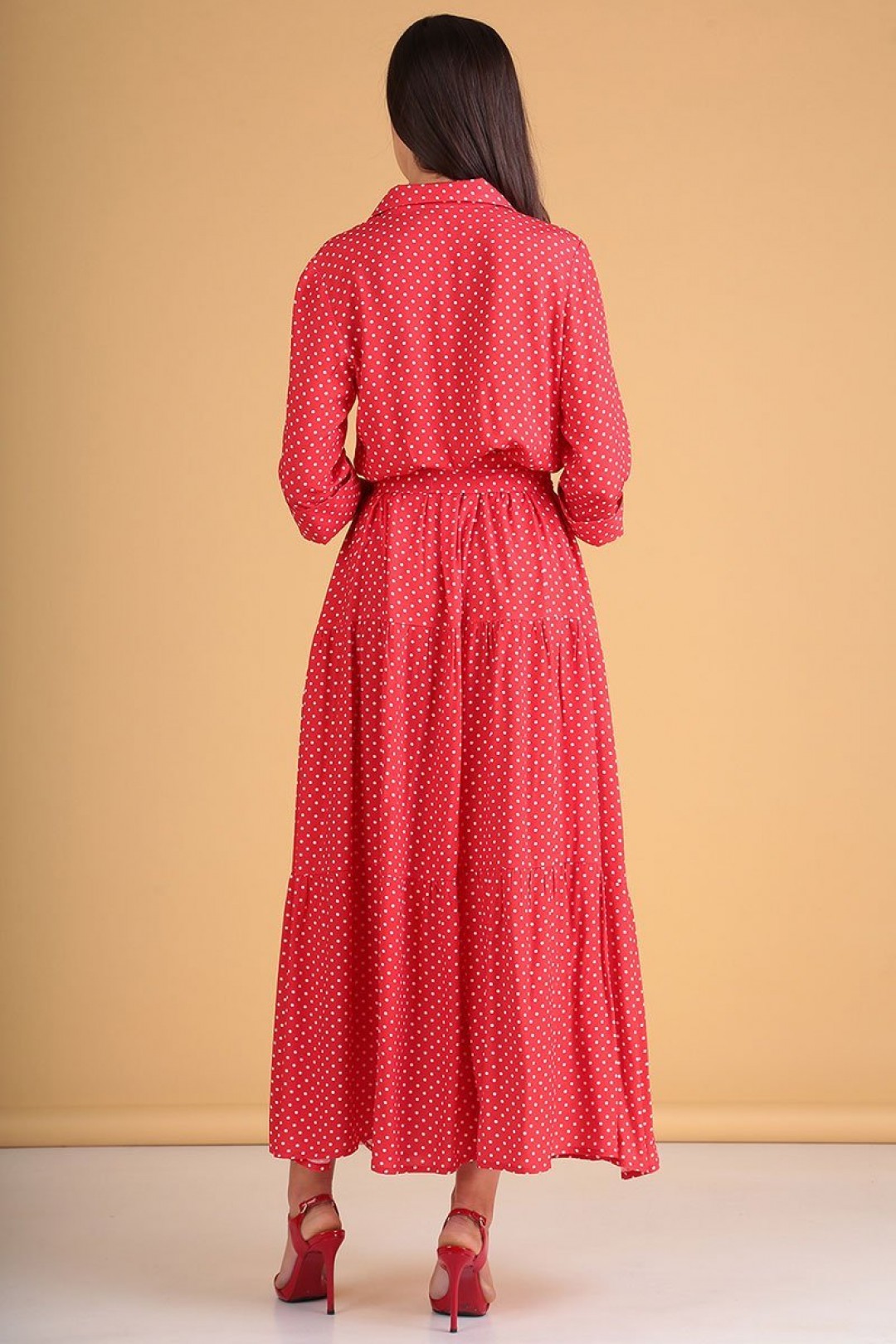 Платье Celentano 1882-1 алый, горох