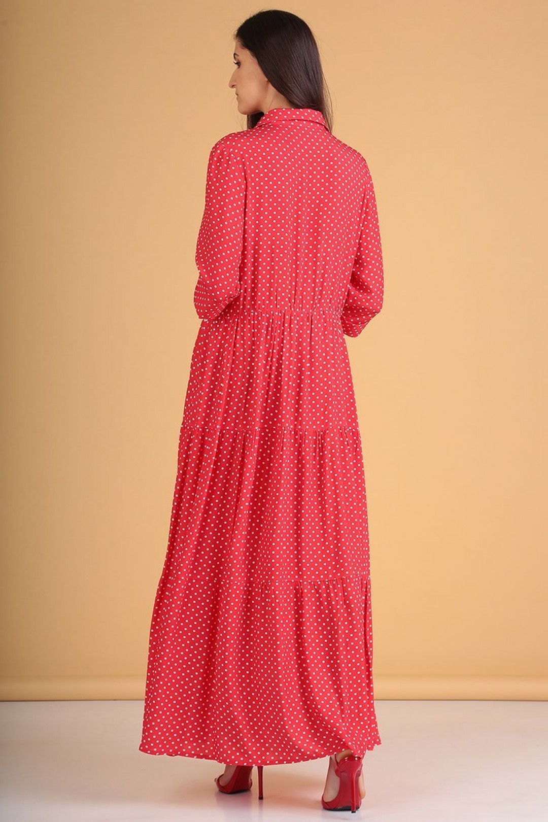 Платье Celentano 1882-1 алый, горох