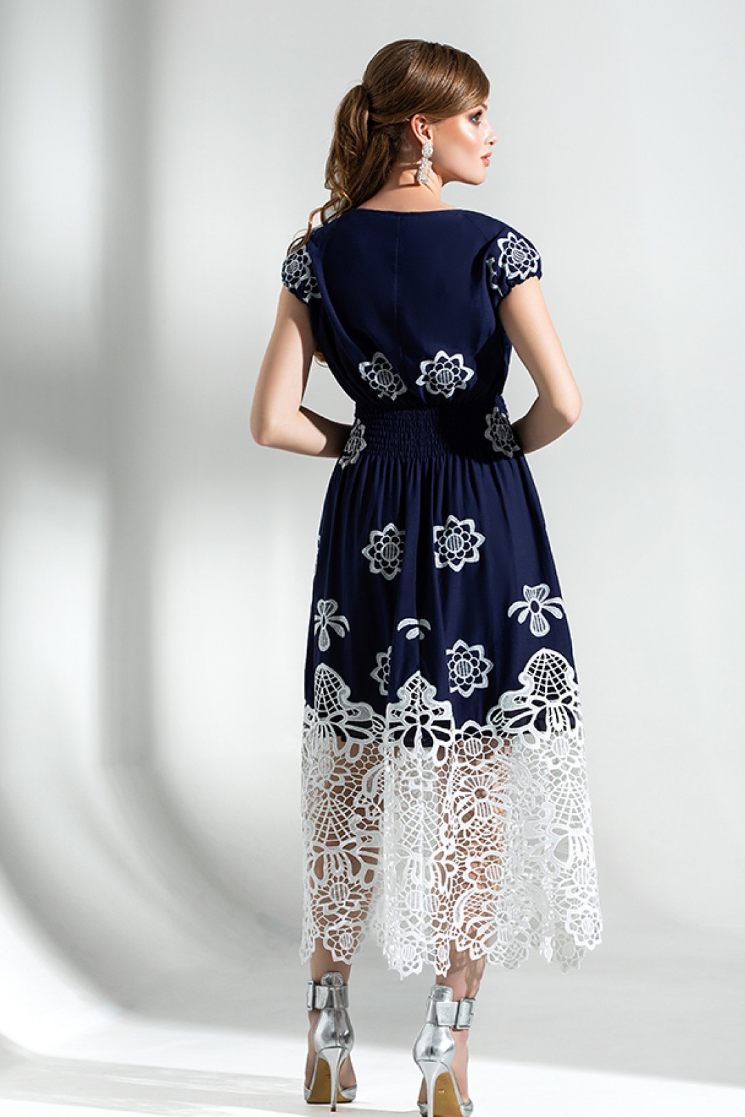 Платье Дива 1286 синий-белый