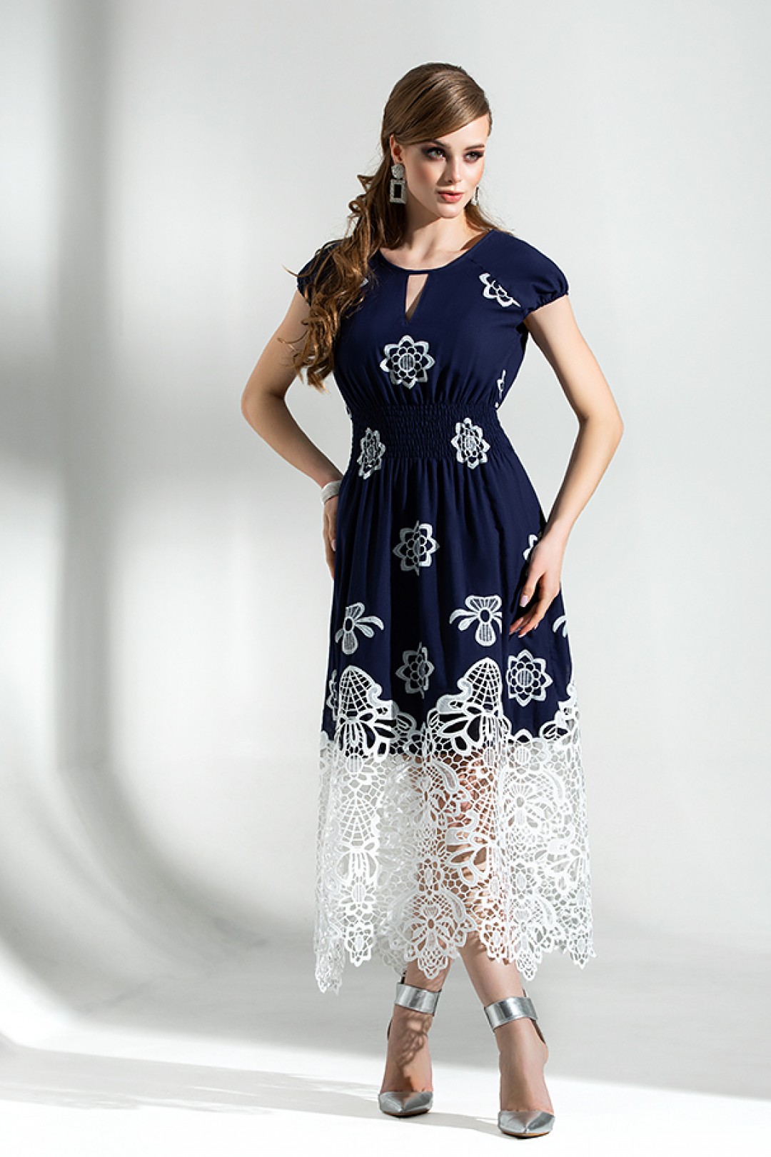 Платье Дива 1286 синий-белый