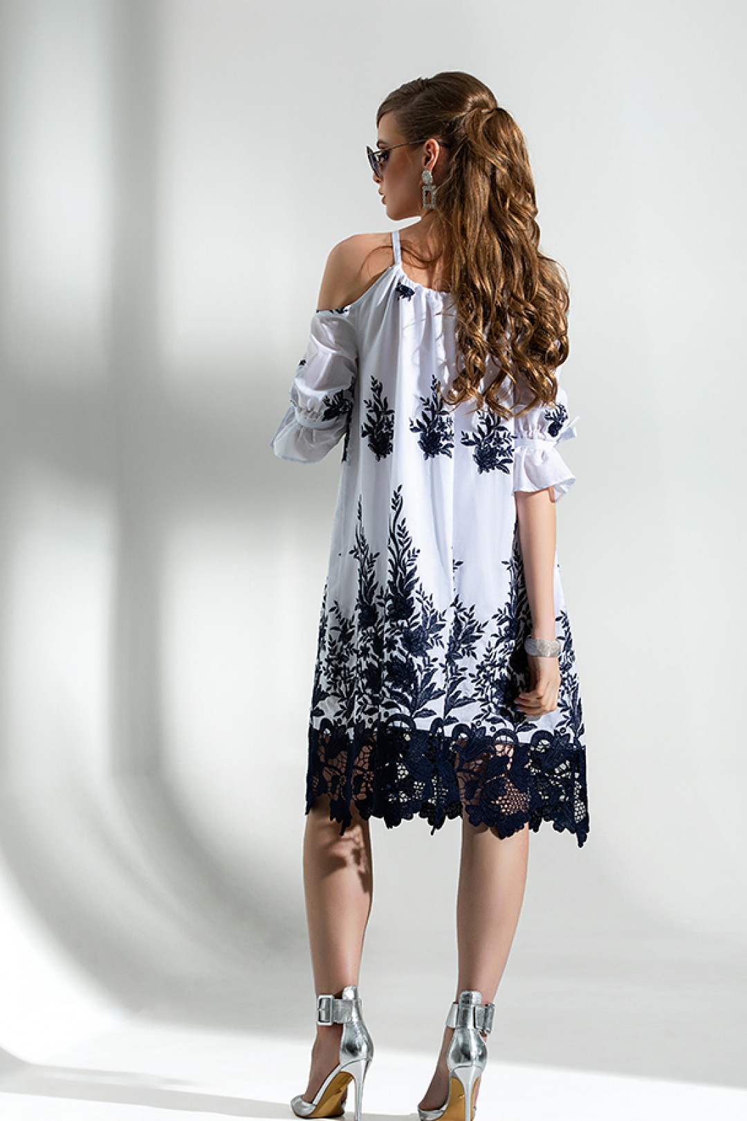 Платье Дива 1288-1 белый-синий