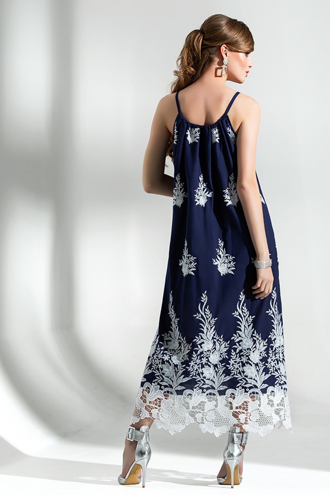 Платье Дива 1289 синий-белый