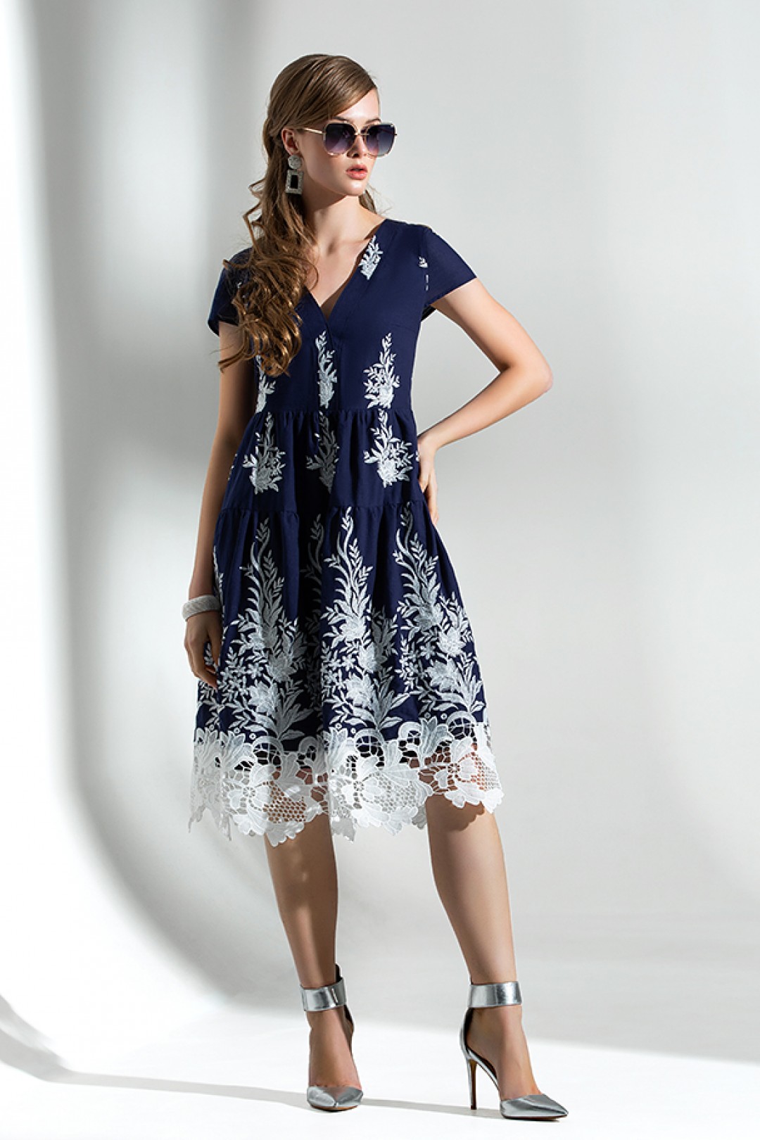 Платье Дива 1290-1 синий-белый