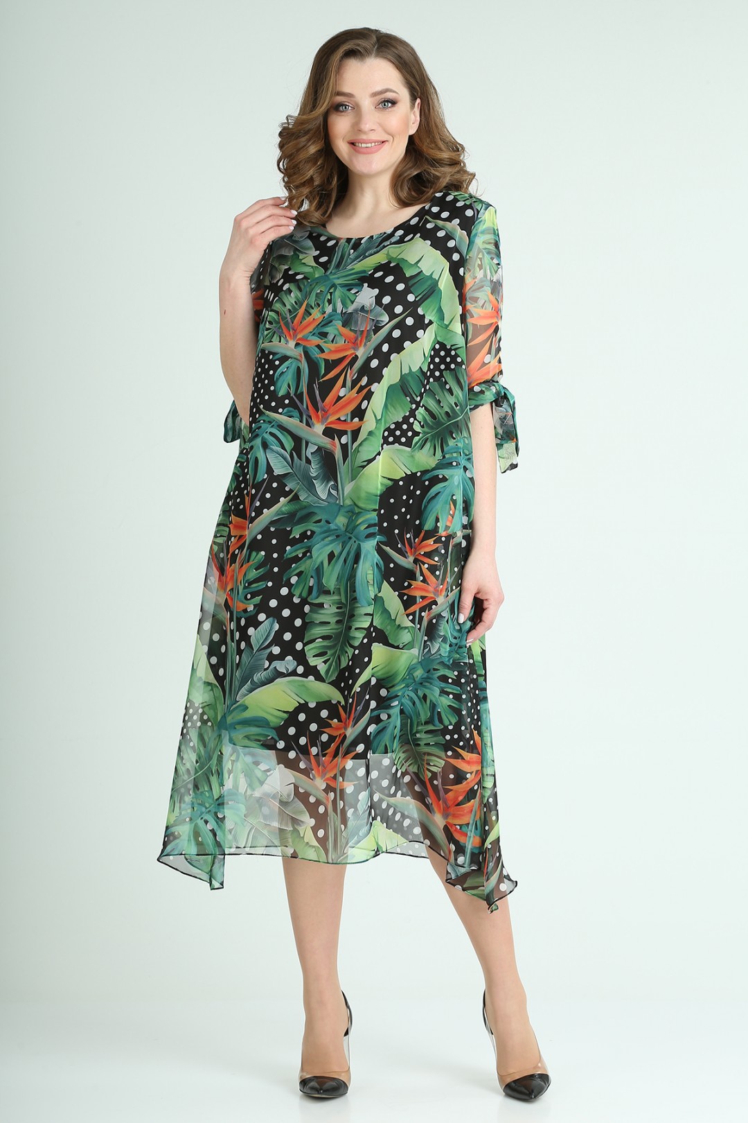 Платье Elga 01-616 яркий черно-зеленый