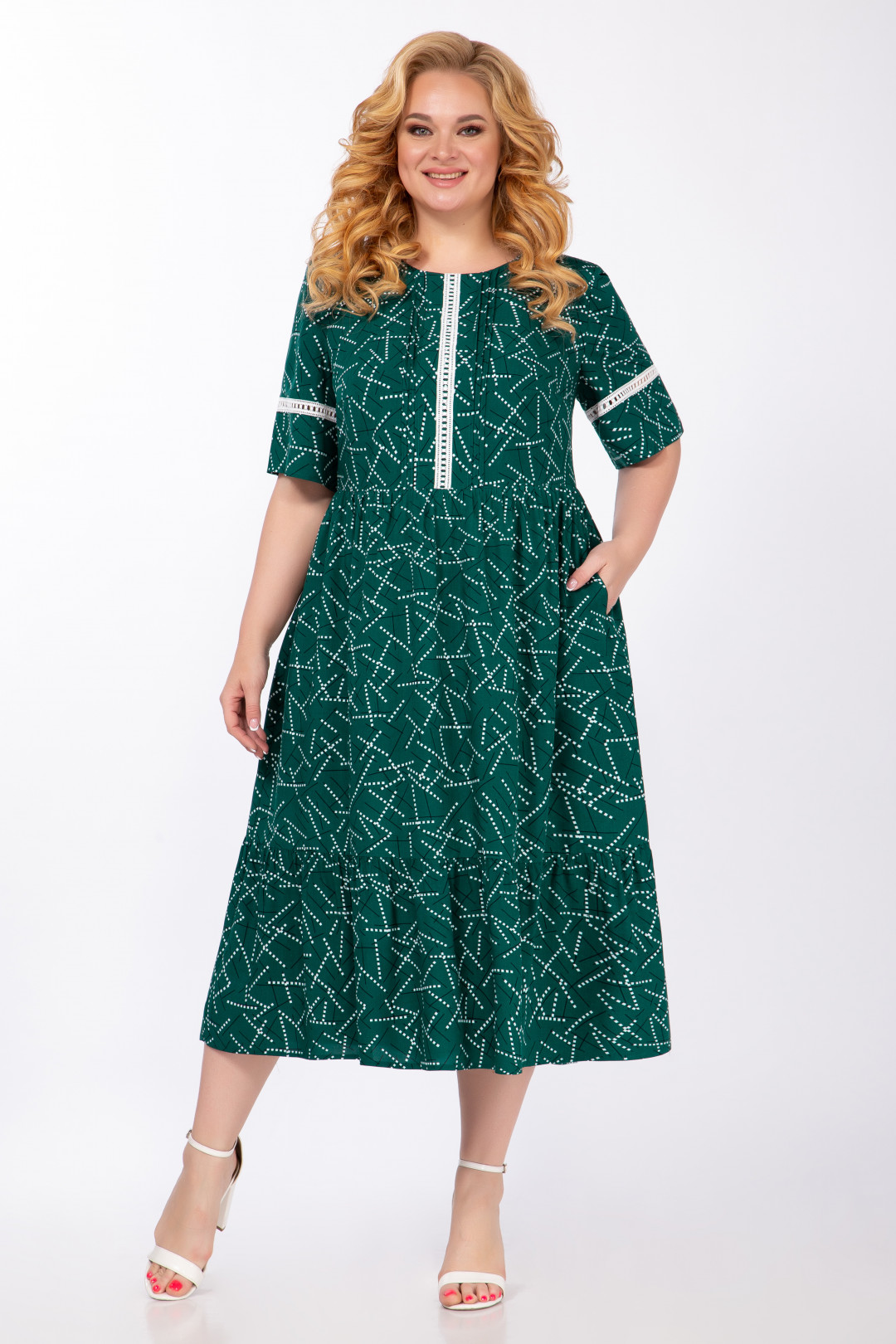 Платье Элль-стиль 2060/1 зеленый принт