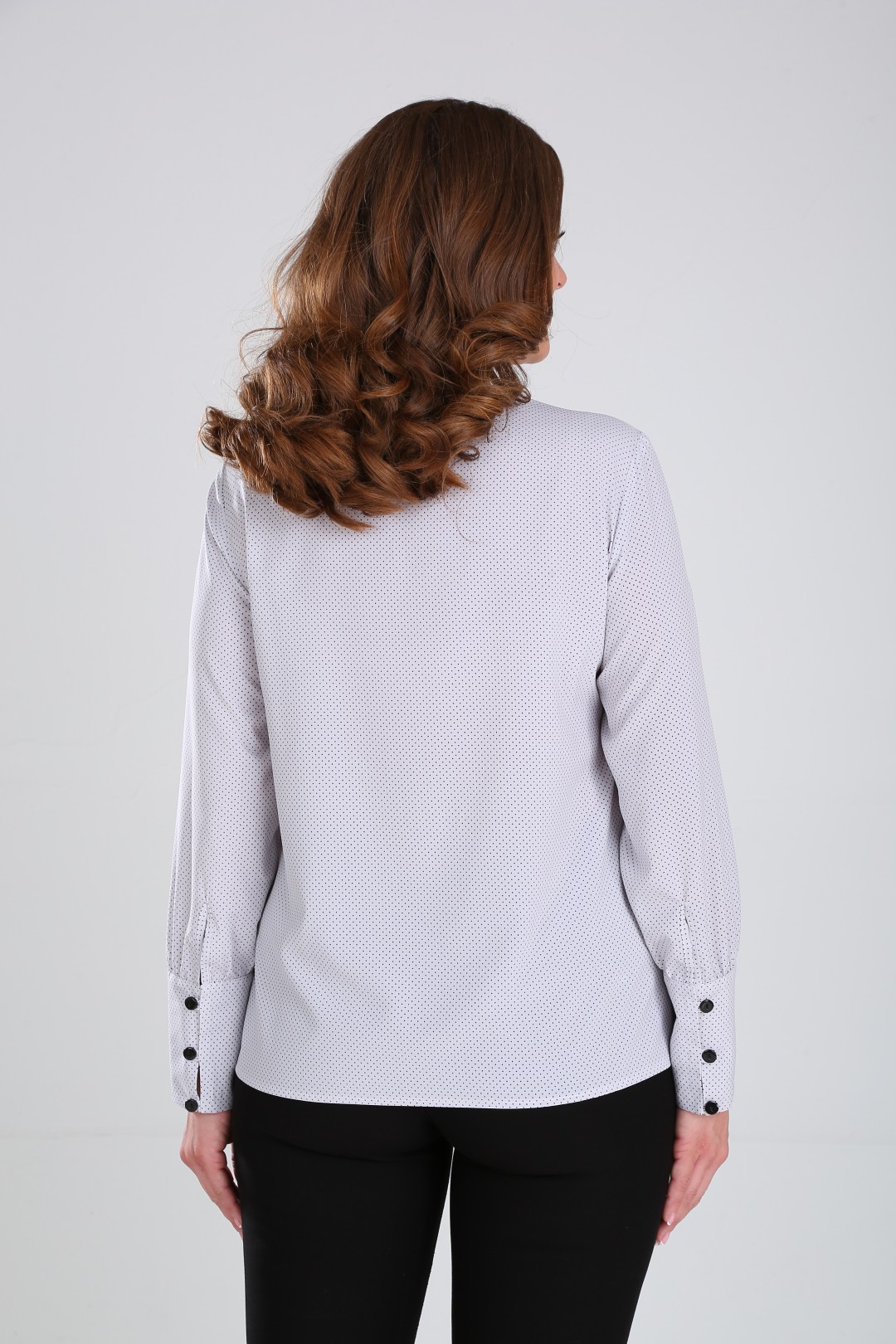 Блузка Элль-стиль 507 мелкий серый горох на светло-сером фоне
