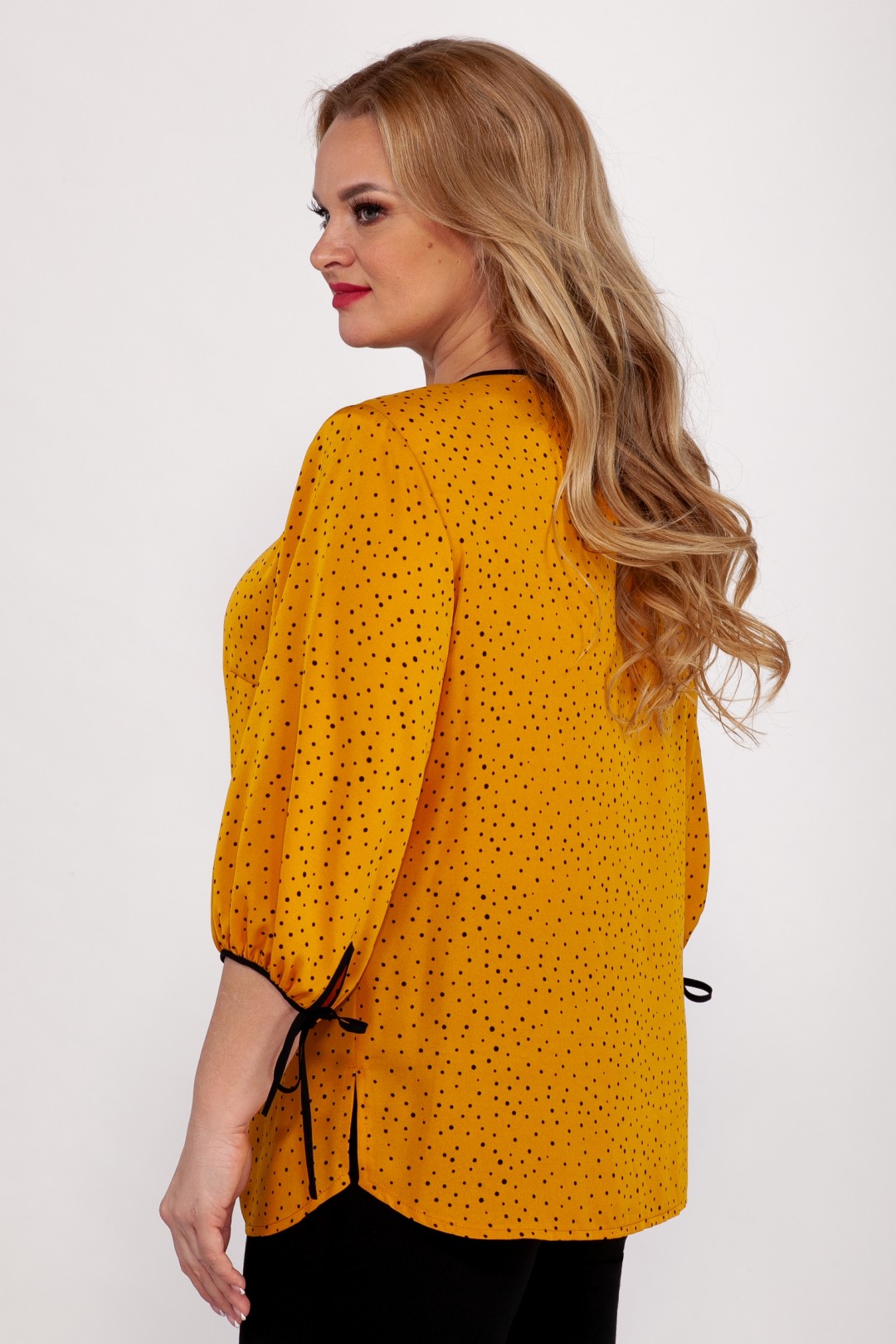 Блузка Emilia 527-2 желтый + черный горошек