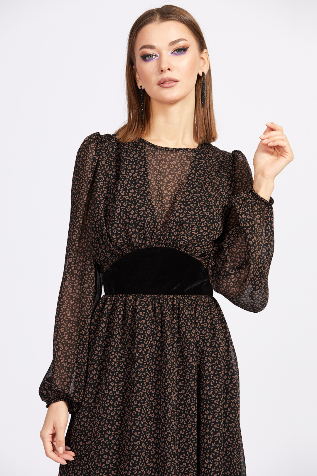 Платье Эола Стиль 2153 черный/коричневый