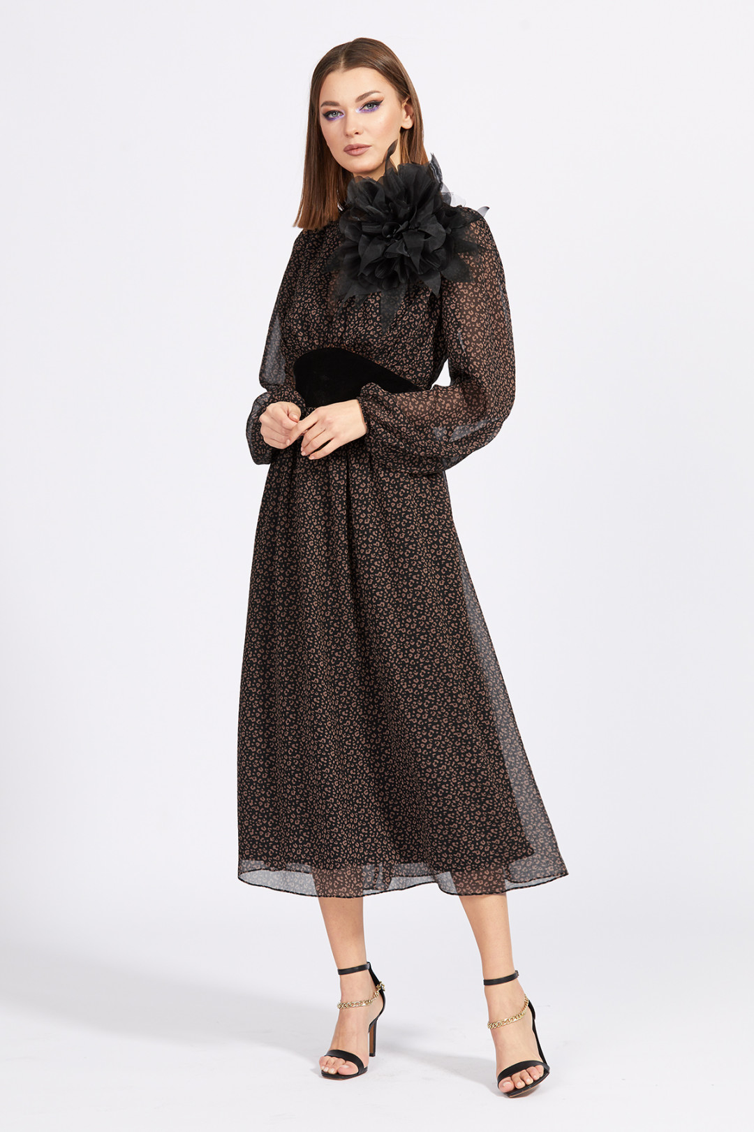 Платье Эола Стиль 2153 черный/коричневый