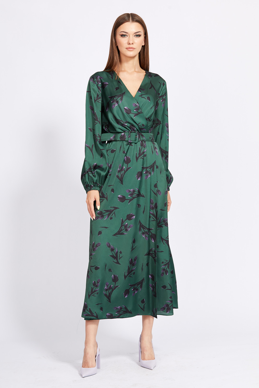 Платье Эола Стиль 2268 зеленый в цветы