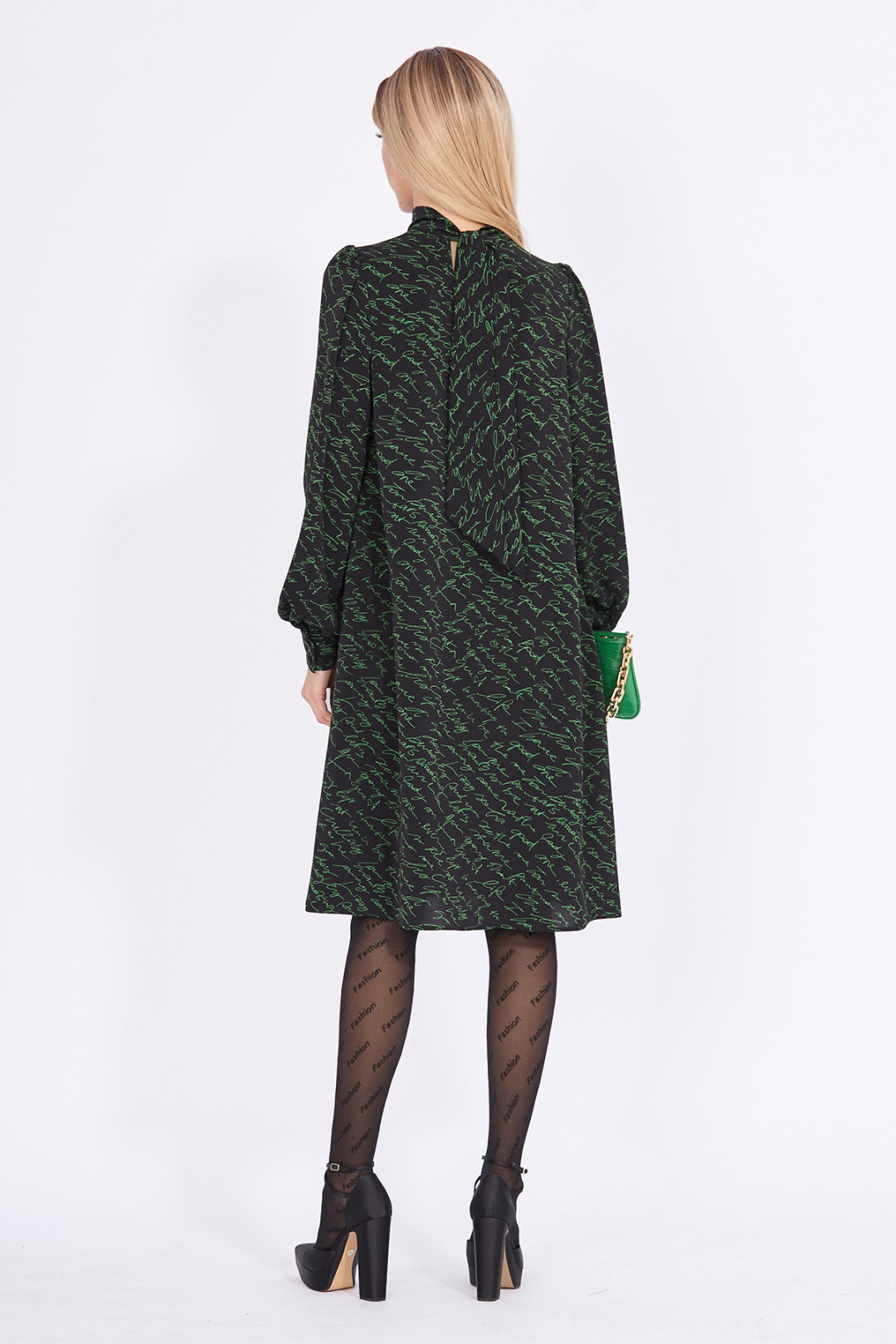 Платье Эола Стиль 2320 черный с зеленым рисунком