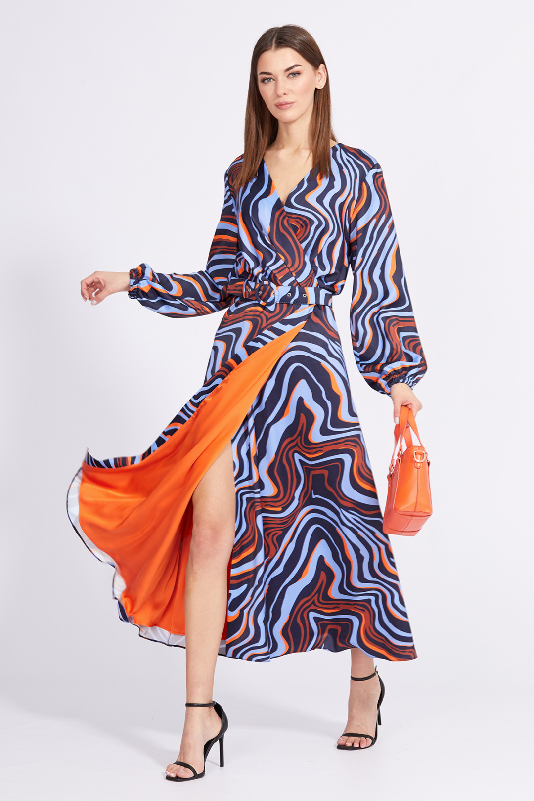 Платье Эола Стиль 2341 синий/ оранжевый
