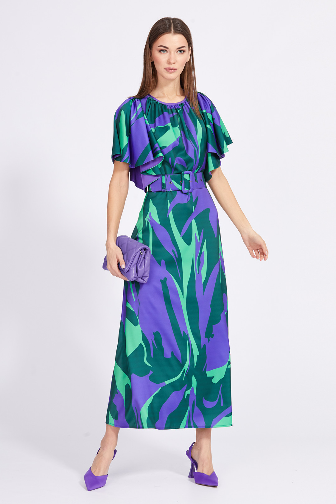 Платье Эола Стиль 2342 Фиолетовый/ зеленый