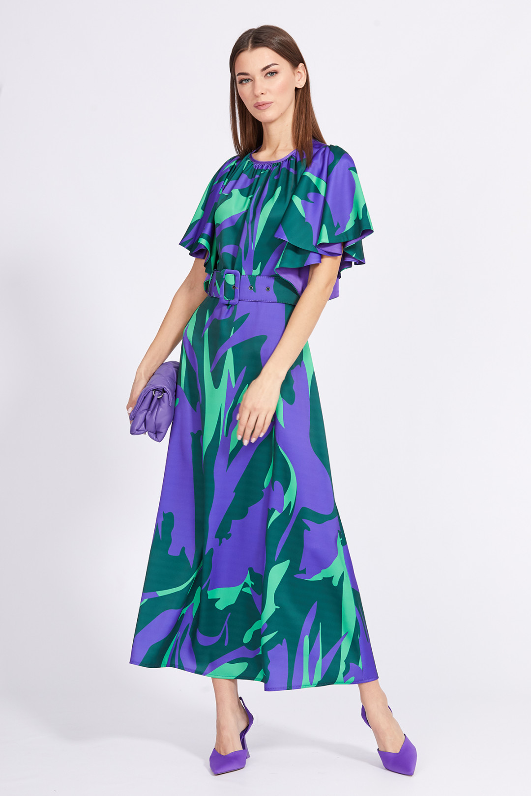 Платье Эола Стиль 2342 Фиолетовый/ зеленый