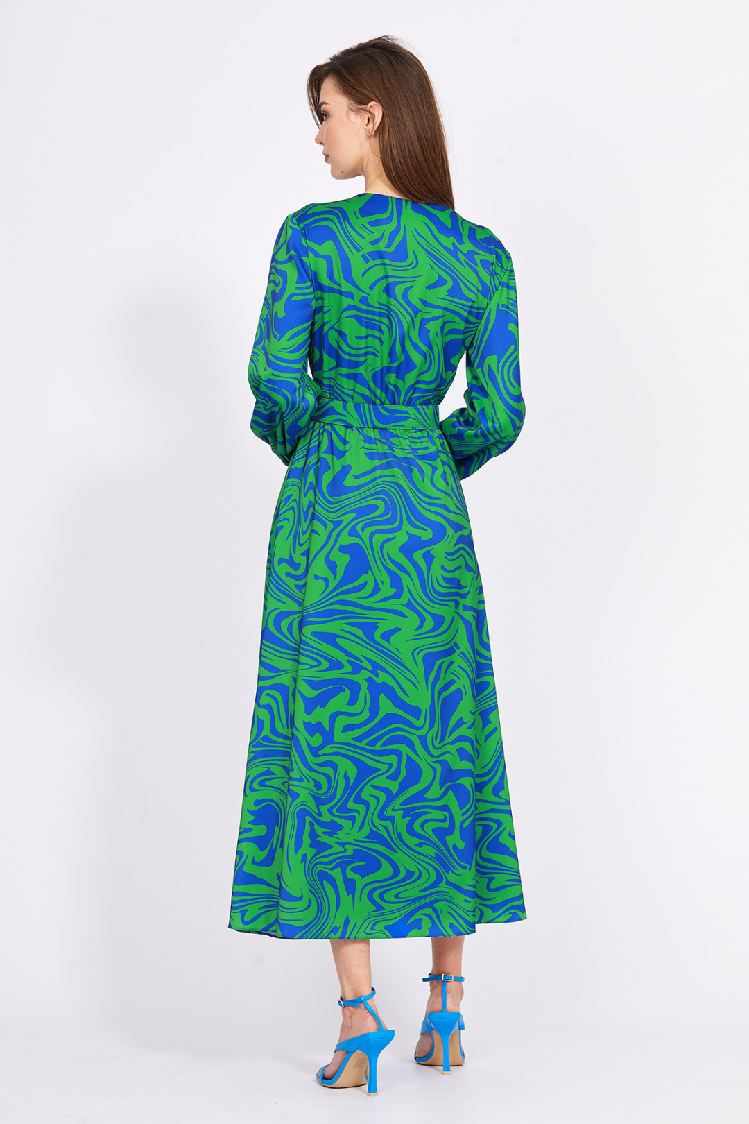 Платье Эола Стиль 2401 зеленый/ василек
