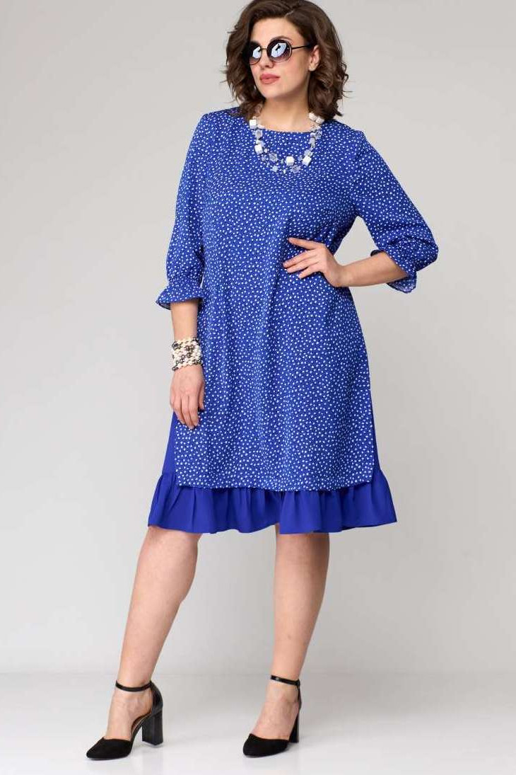 Платье EVA GRANT 7001 синий с принтом