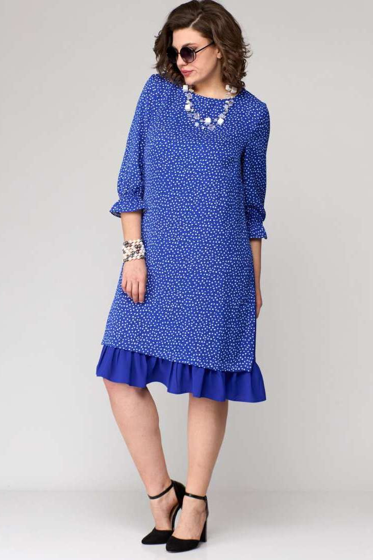 Платье EVA GRANT 7001 синий с принтом