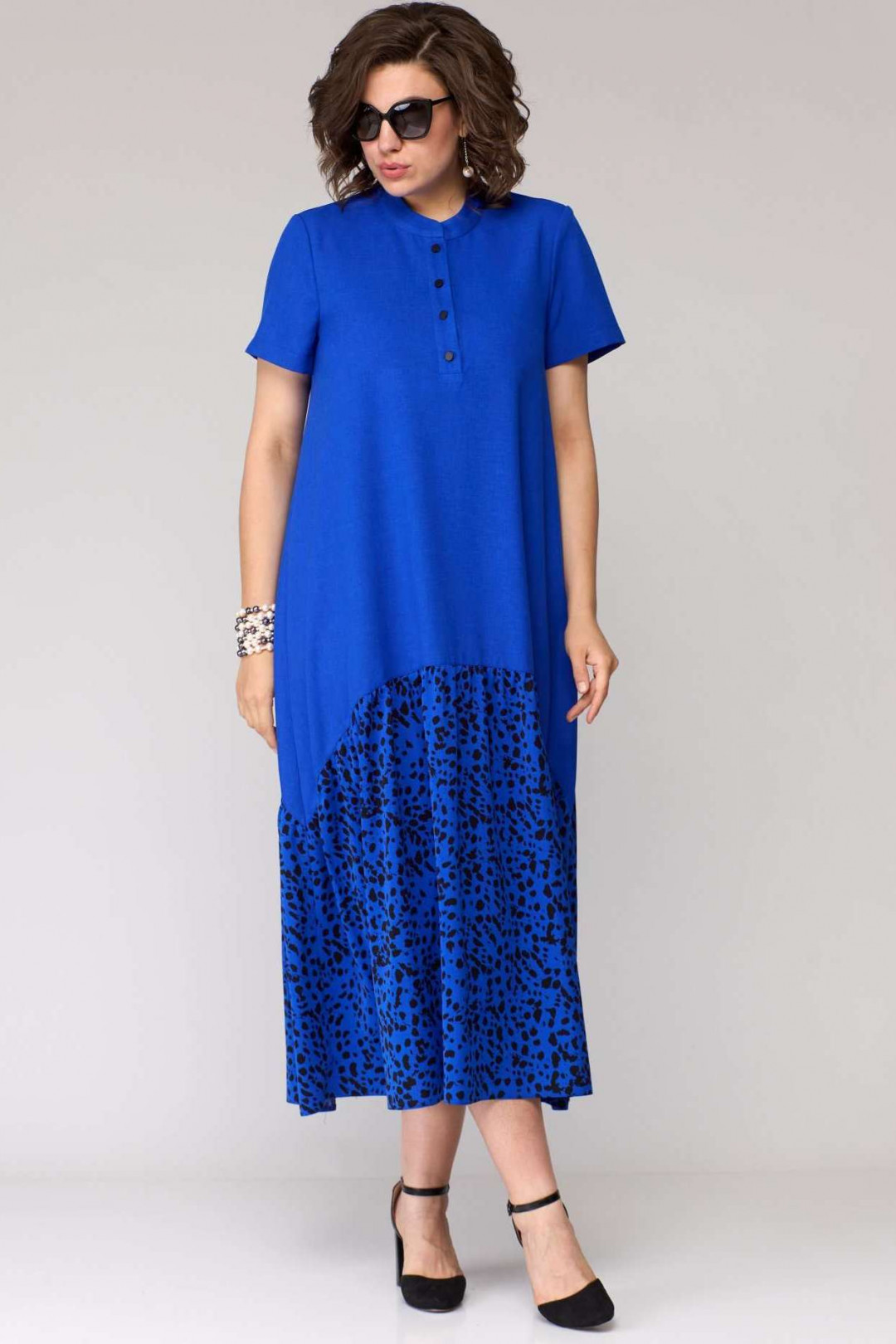 Платье EVA GRANT 7061-1 синий с принтом