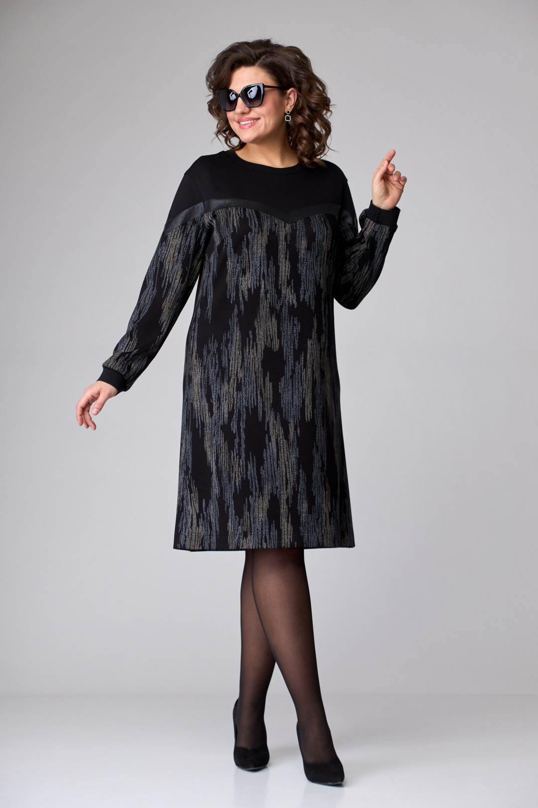 Платье EVA GRANT 7083 черный разноцвет
