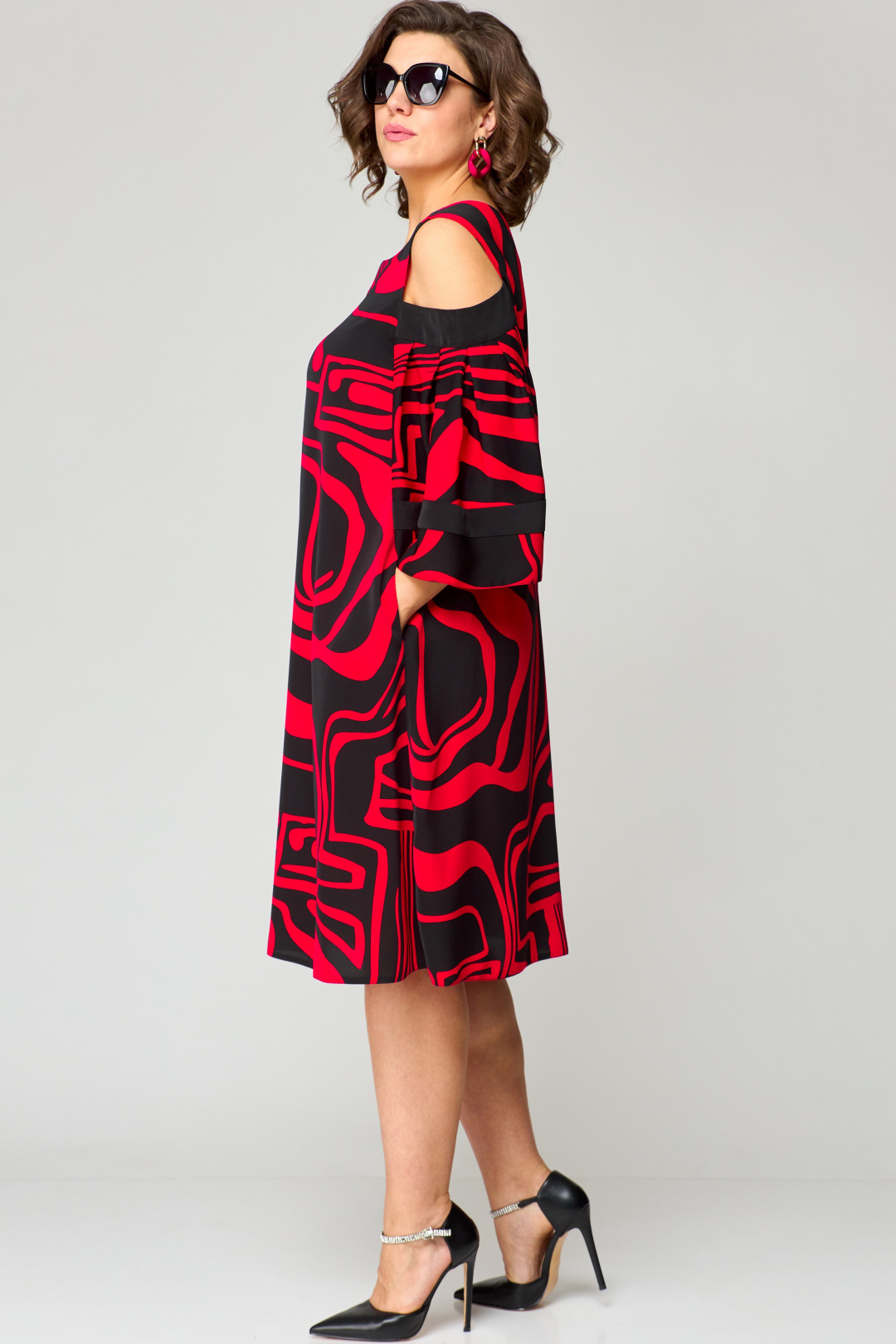 Платье EVA GRANT 7145 красный принт