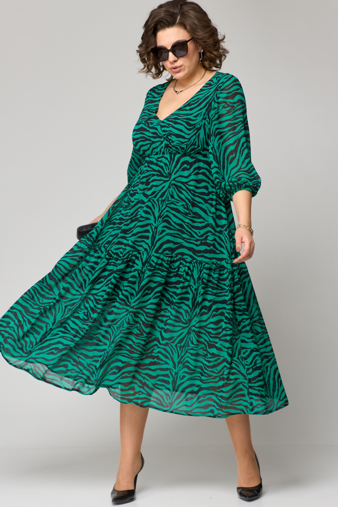 Платье EVA GRANT 7210 принт зелень