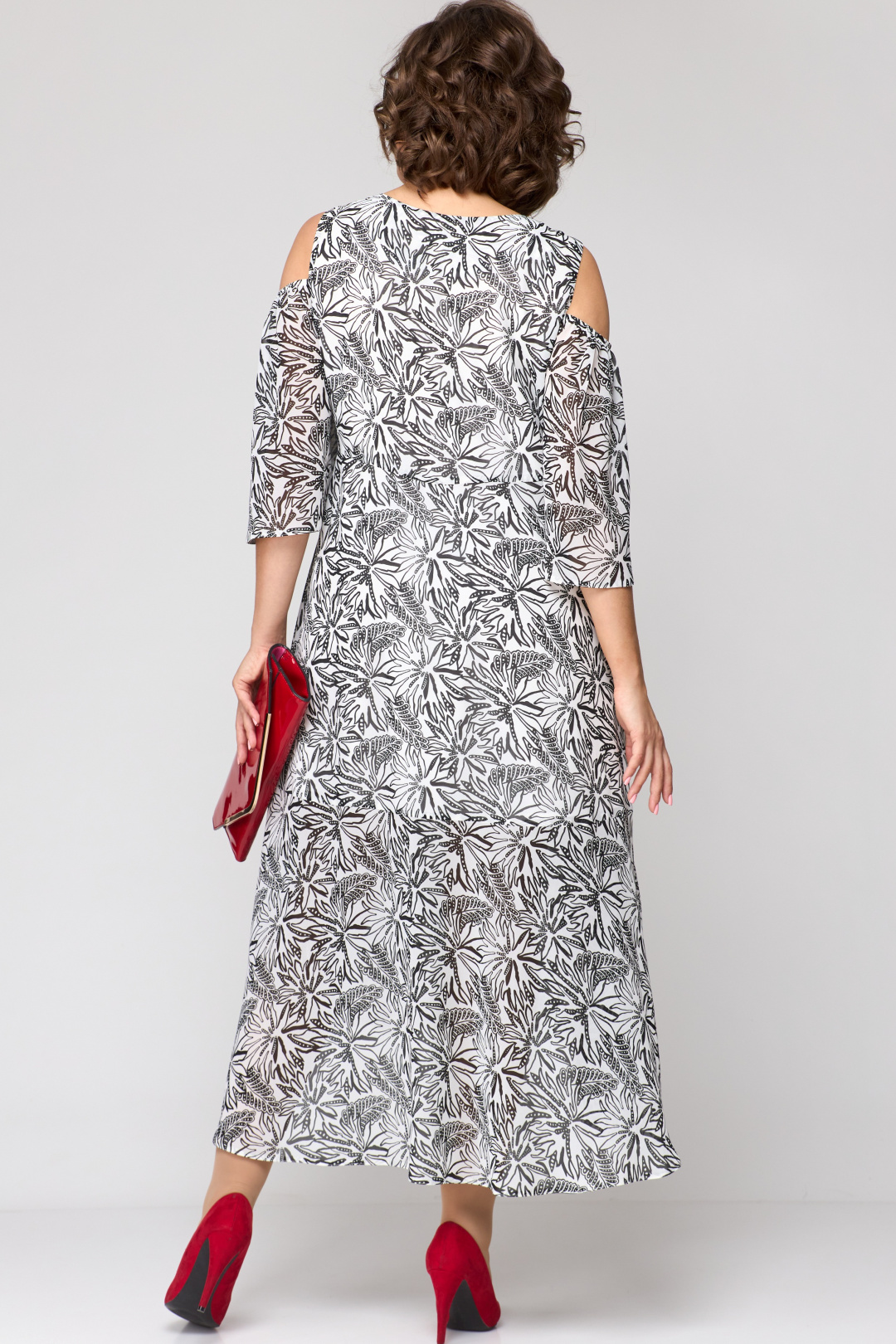 Платье EVA GRANT 7234 бело-серый принт