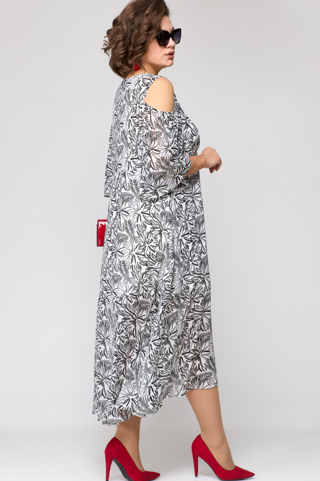 Платье EVA GRANT 7234 бело-серый принт
