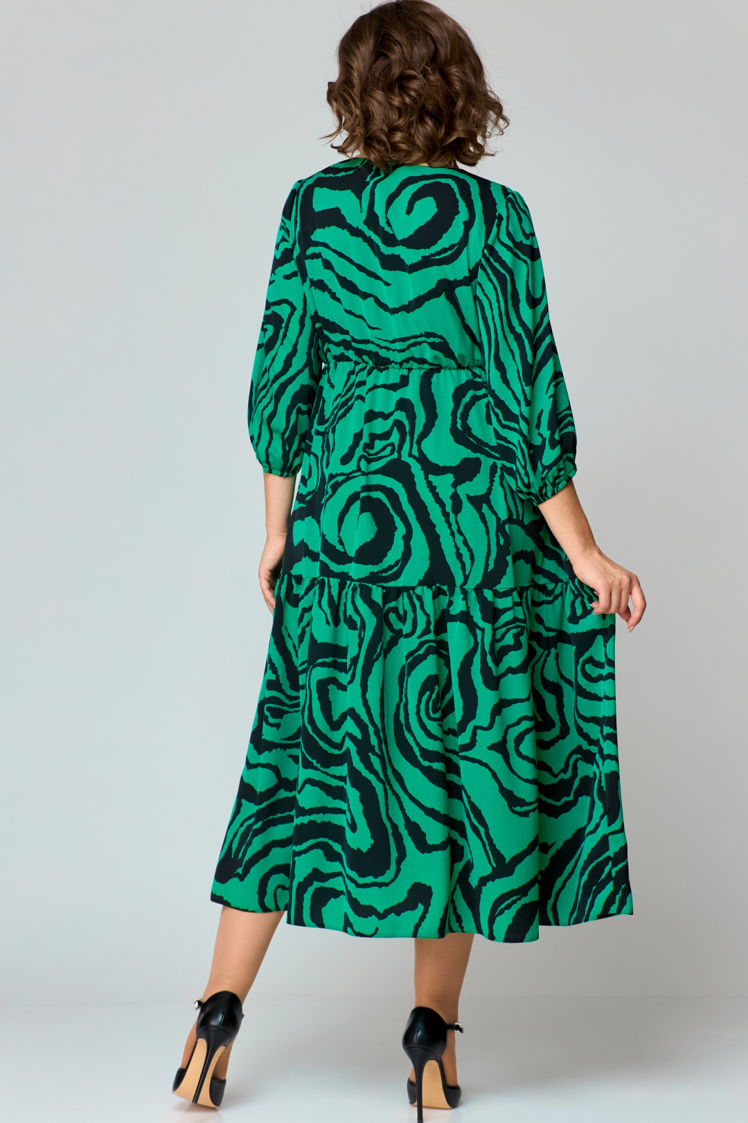 Платье EVA GRANT 7235 зелень принт