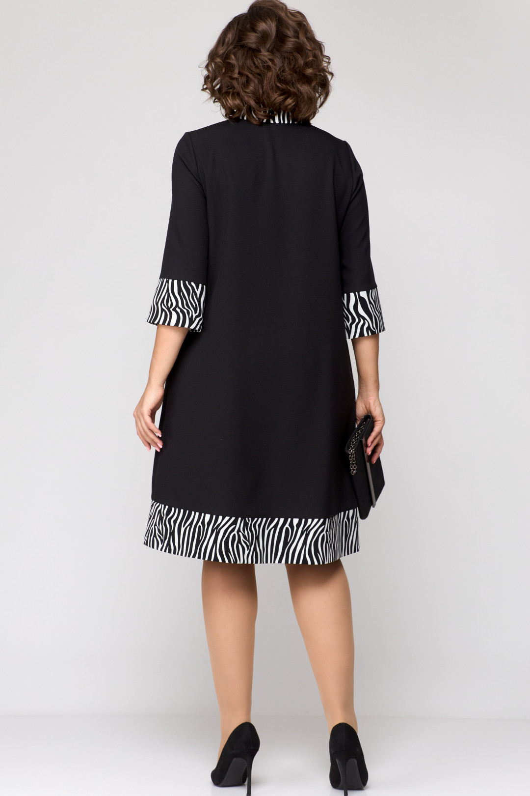 Платье EVA GRANT 7322 черный + принт зебра