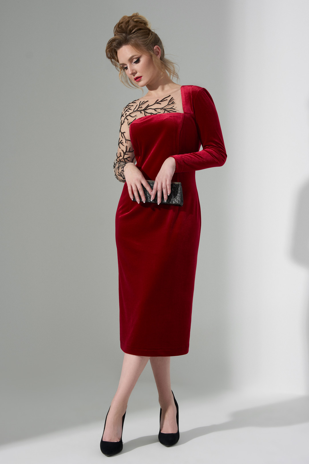 Платье ЕвроМода 485 красный