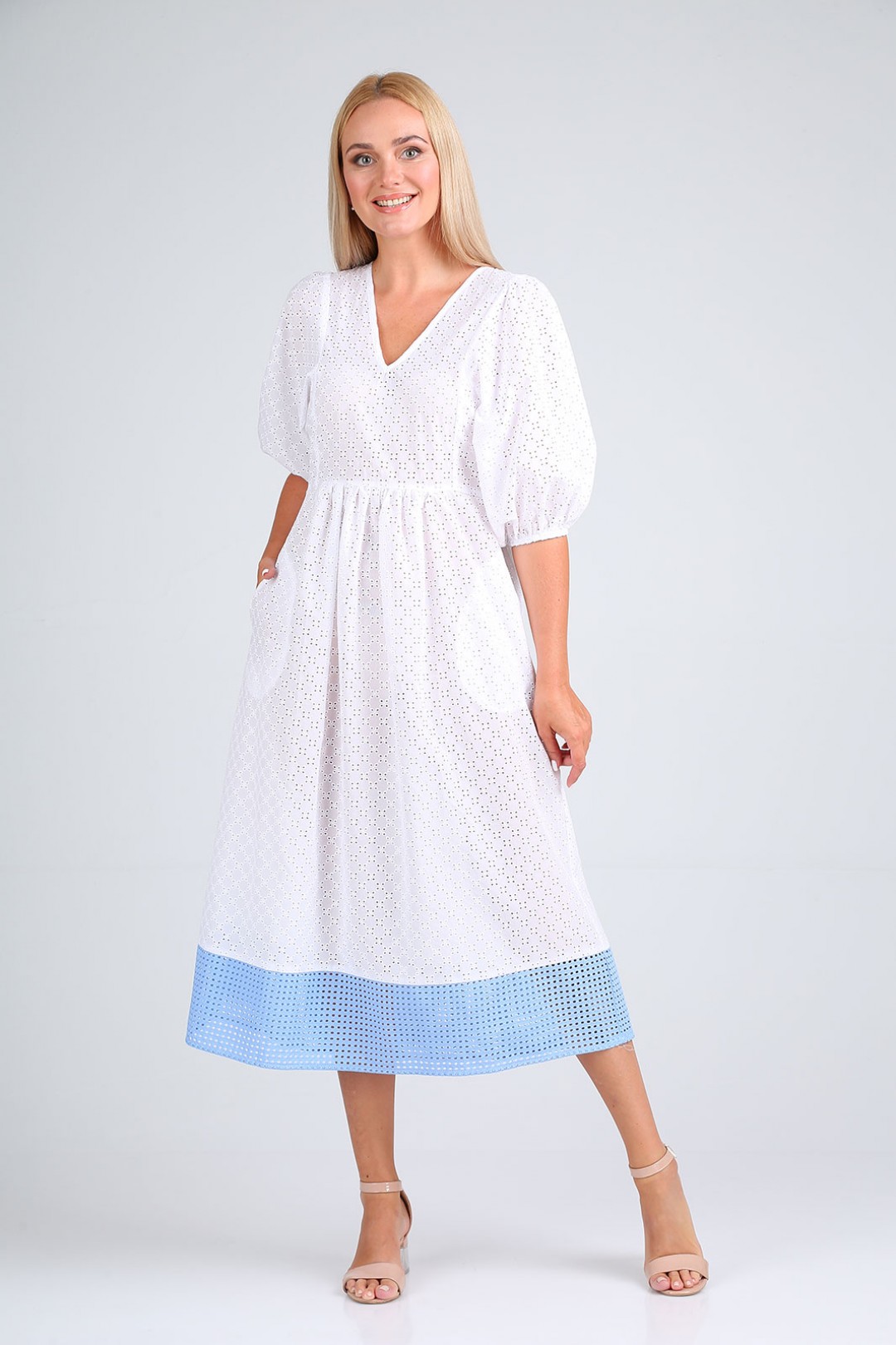 Платье FloVia 4090 бело-голубой