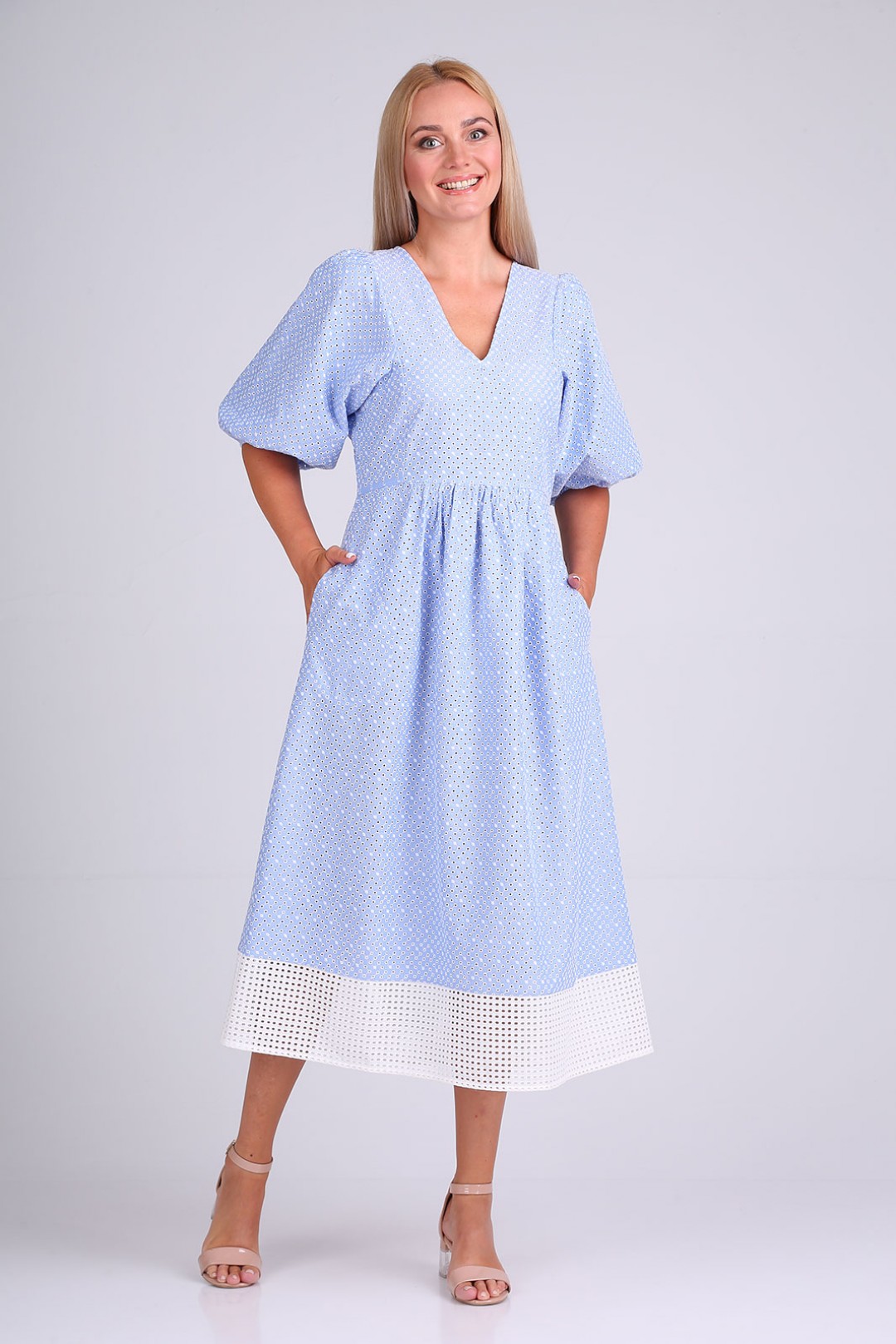 Платье FloVia 4094 голубо-белый