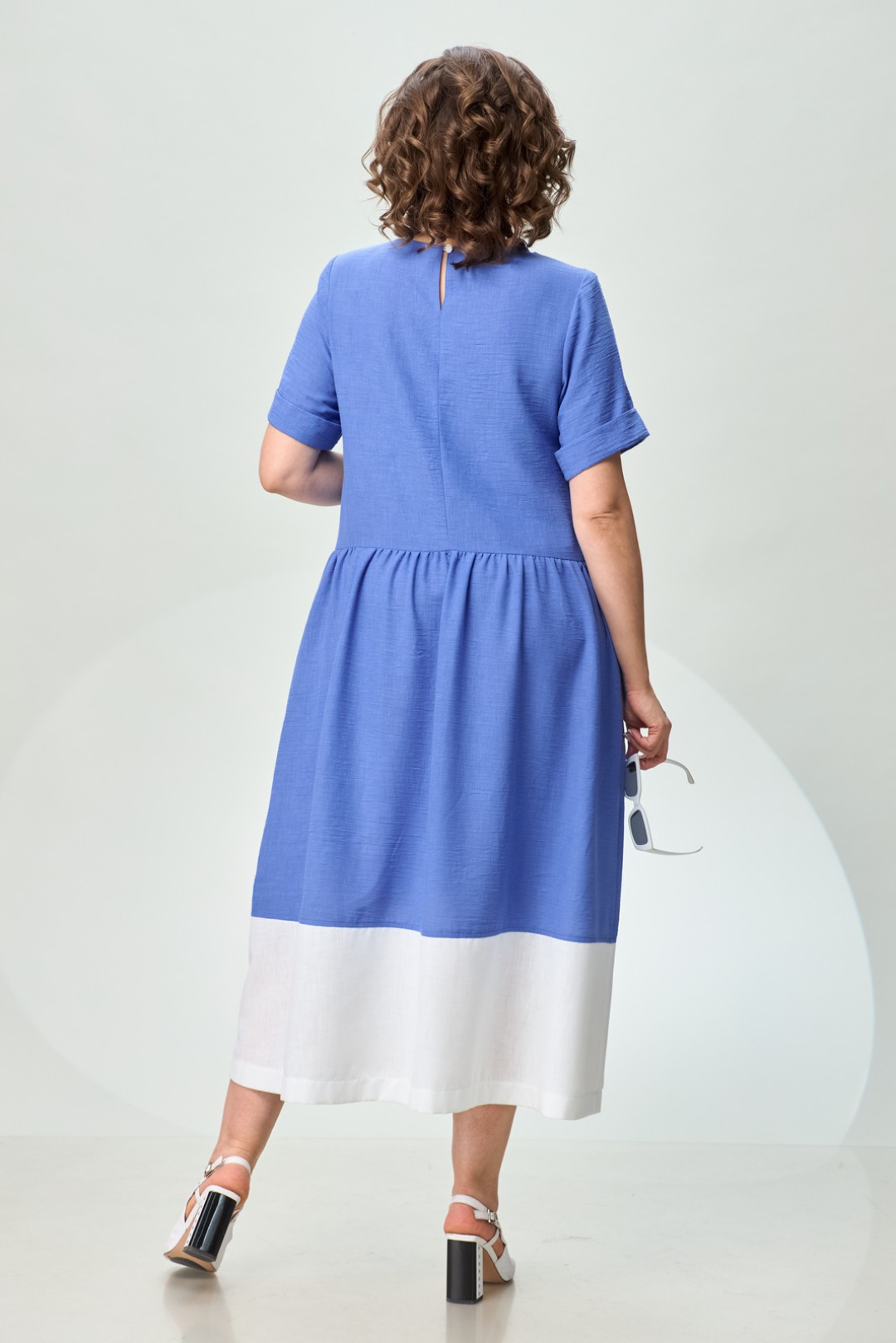 Платье INVITE 4071 голубой с белым