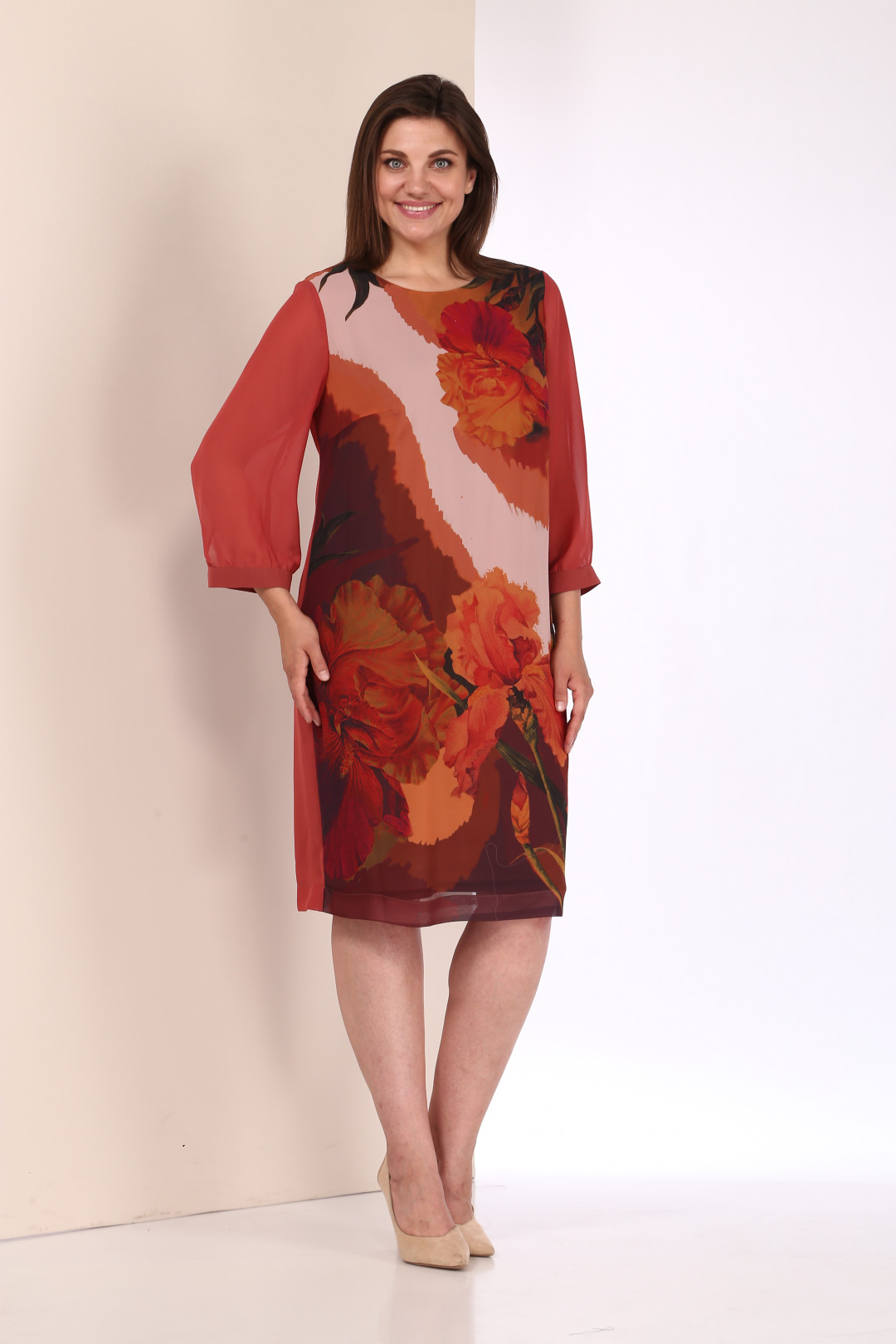 Платье Карина Делюкс М-1037 терракотовый