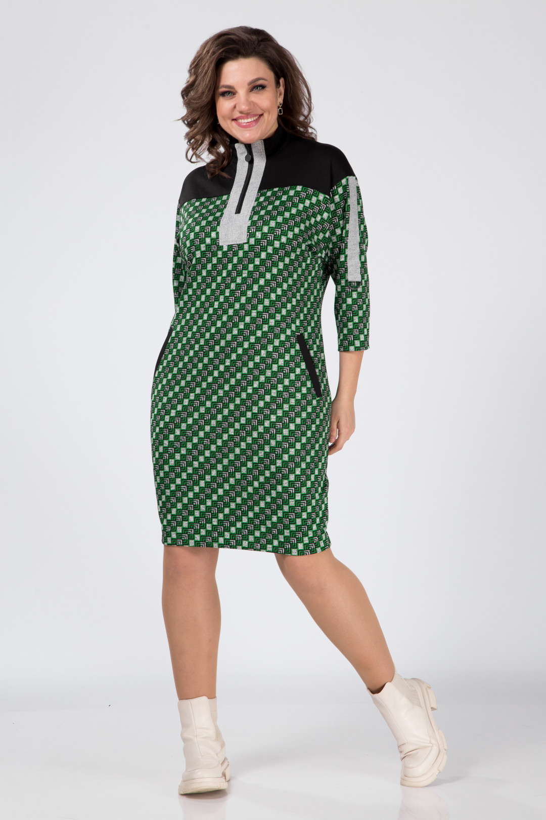 Платье Карина Делюкс М-1077 зелёный