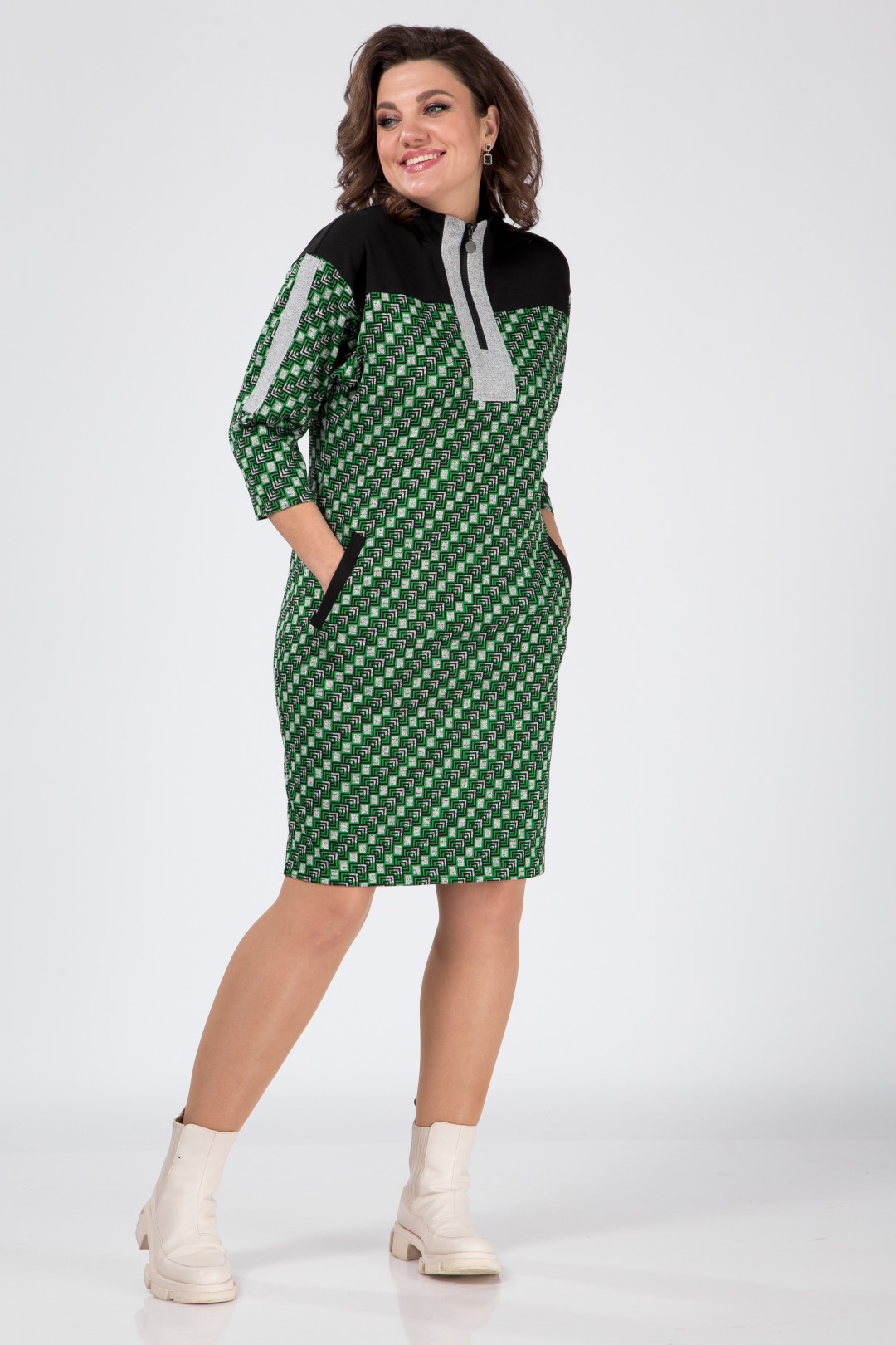 Платье Карина Делюкс М-1077 зелёный